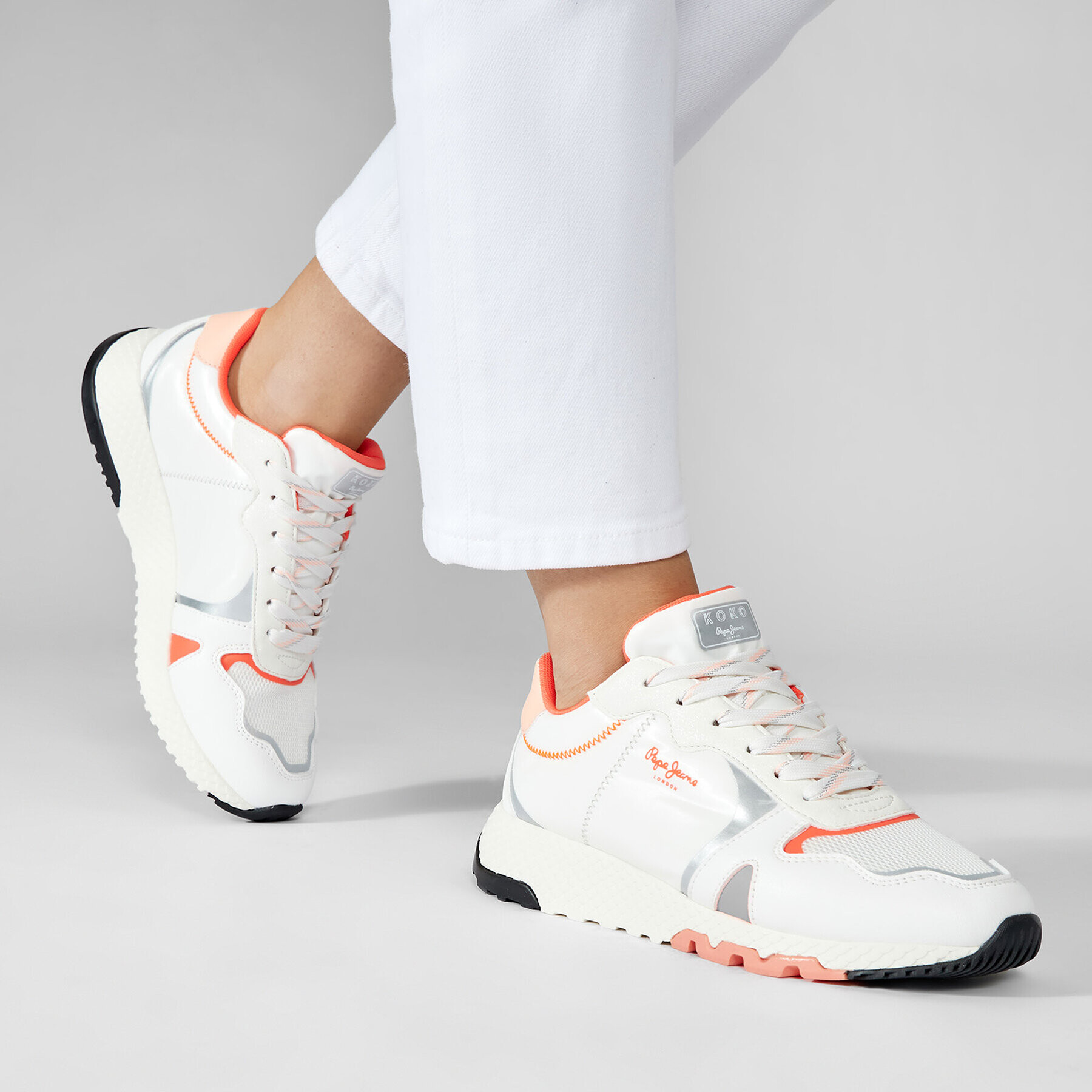 Pepe Jeans Сникърси Koko Zag PLS31180 Бял - Pepit.bg