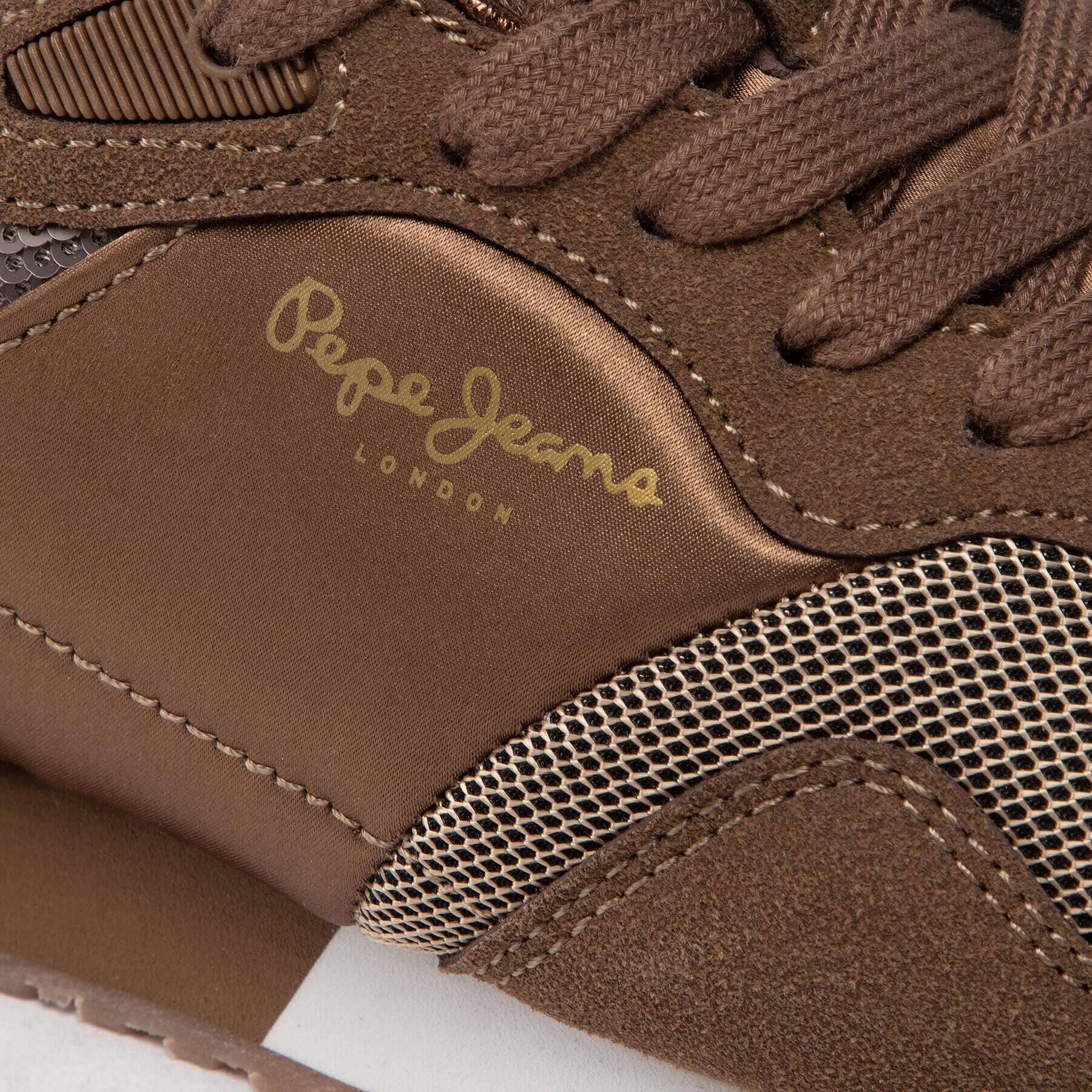 Pepe Jeans Сникърси London W Sequins PLS31382 Кафяв - Pepit.bg