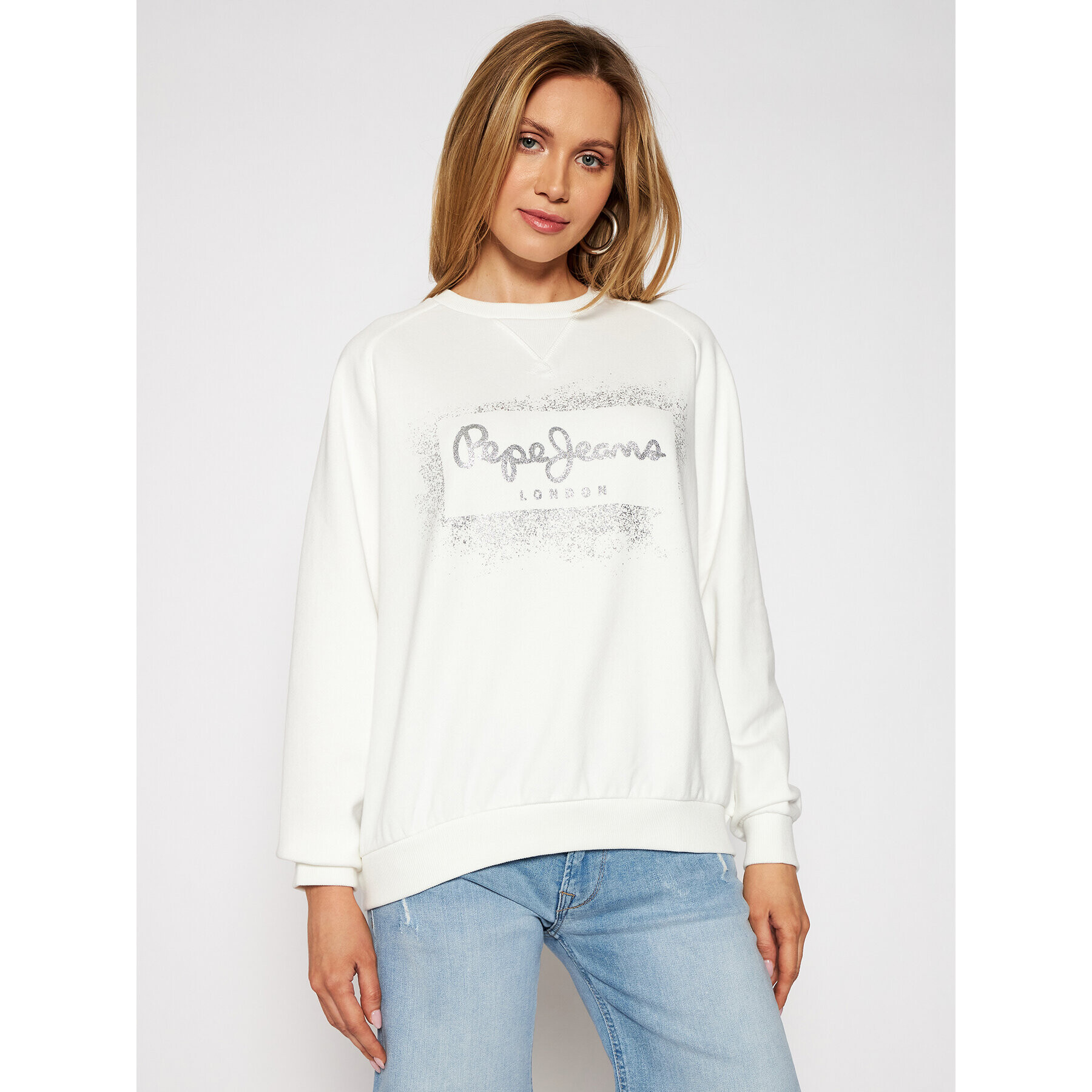 Pepe Jeans Суитшърт Andrea PL581070 Бял Relaxed Fit - Pepit.bg