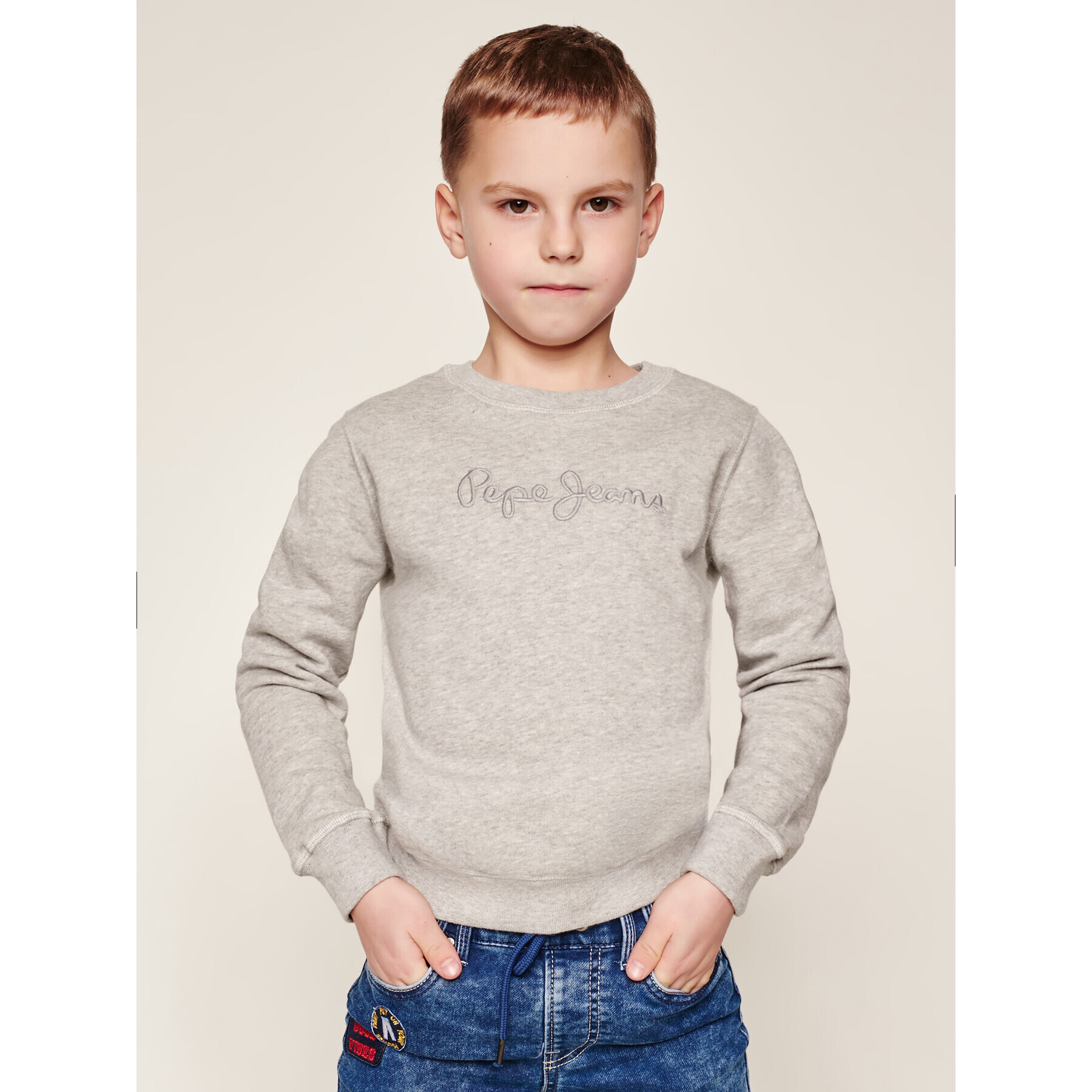 Pepe Jeans Суитшърт Crew Neck Boys PB580902 Сив Regular Fit - Pepit.bg