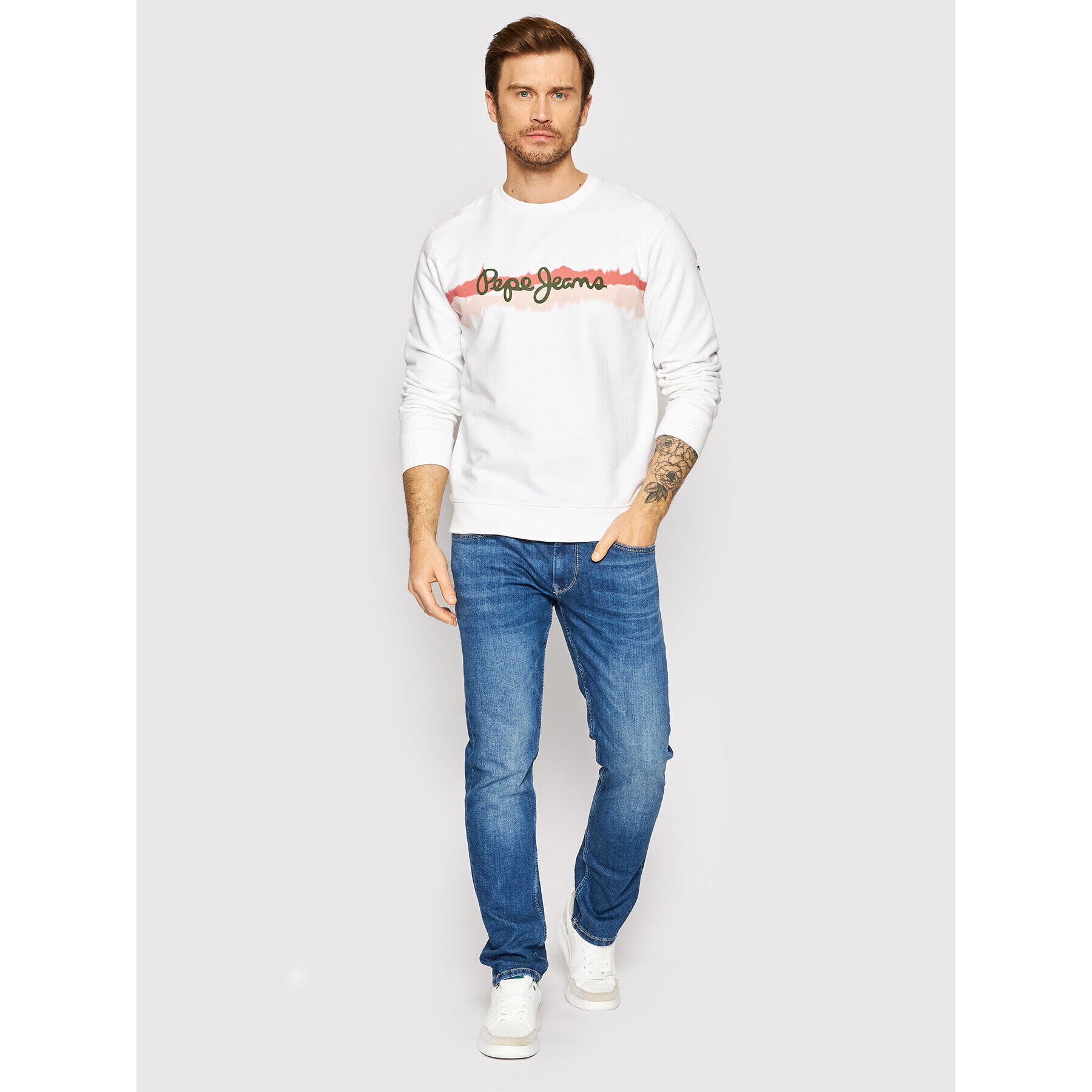 Pepe Jeans Суитшърт Donte PM582187 Бял Regular Fit - Pepit.bg