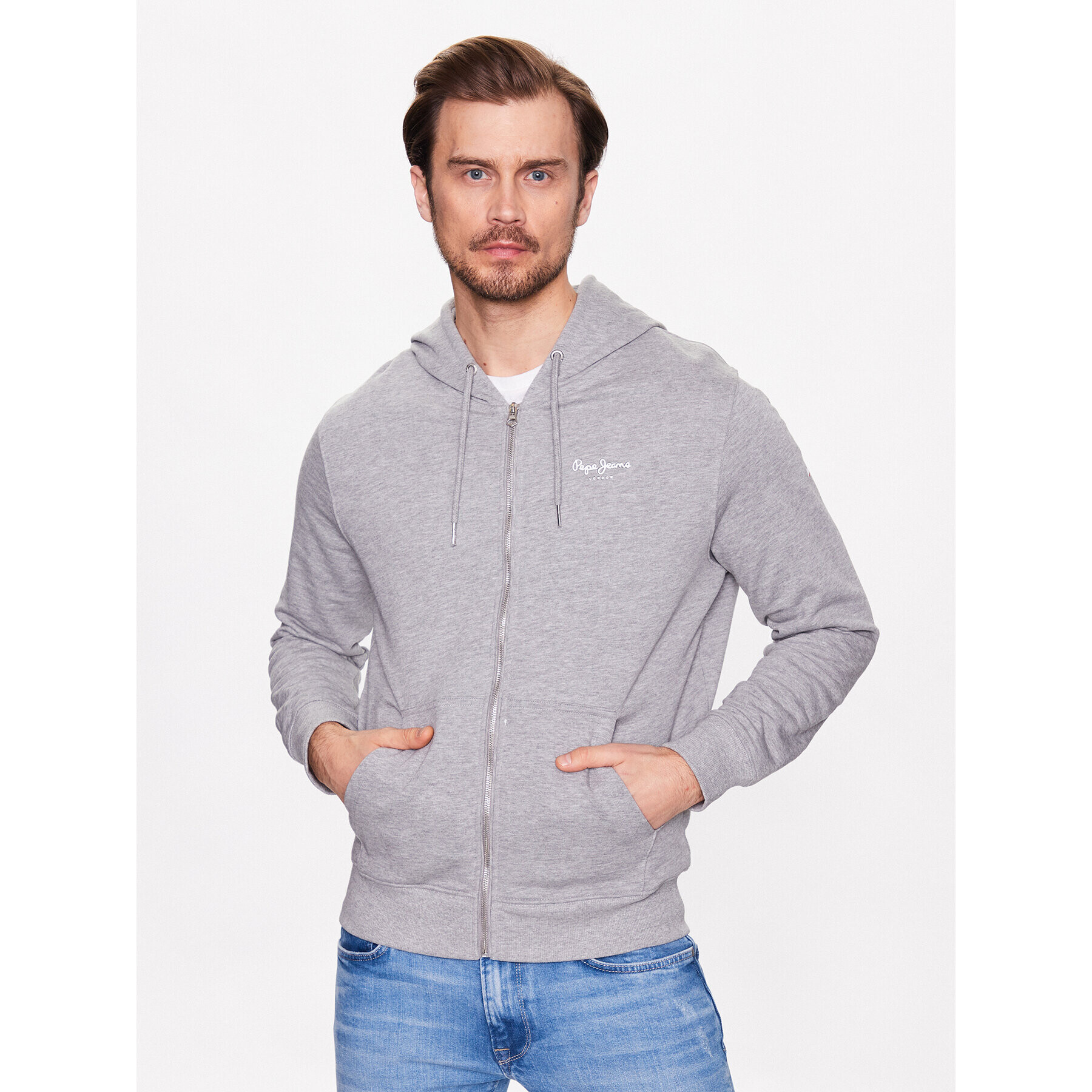 Pepe Jeans Суитшърт Edward Zip PM582382 Сив Regular Fit - Pepit.bg