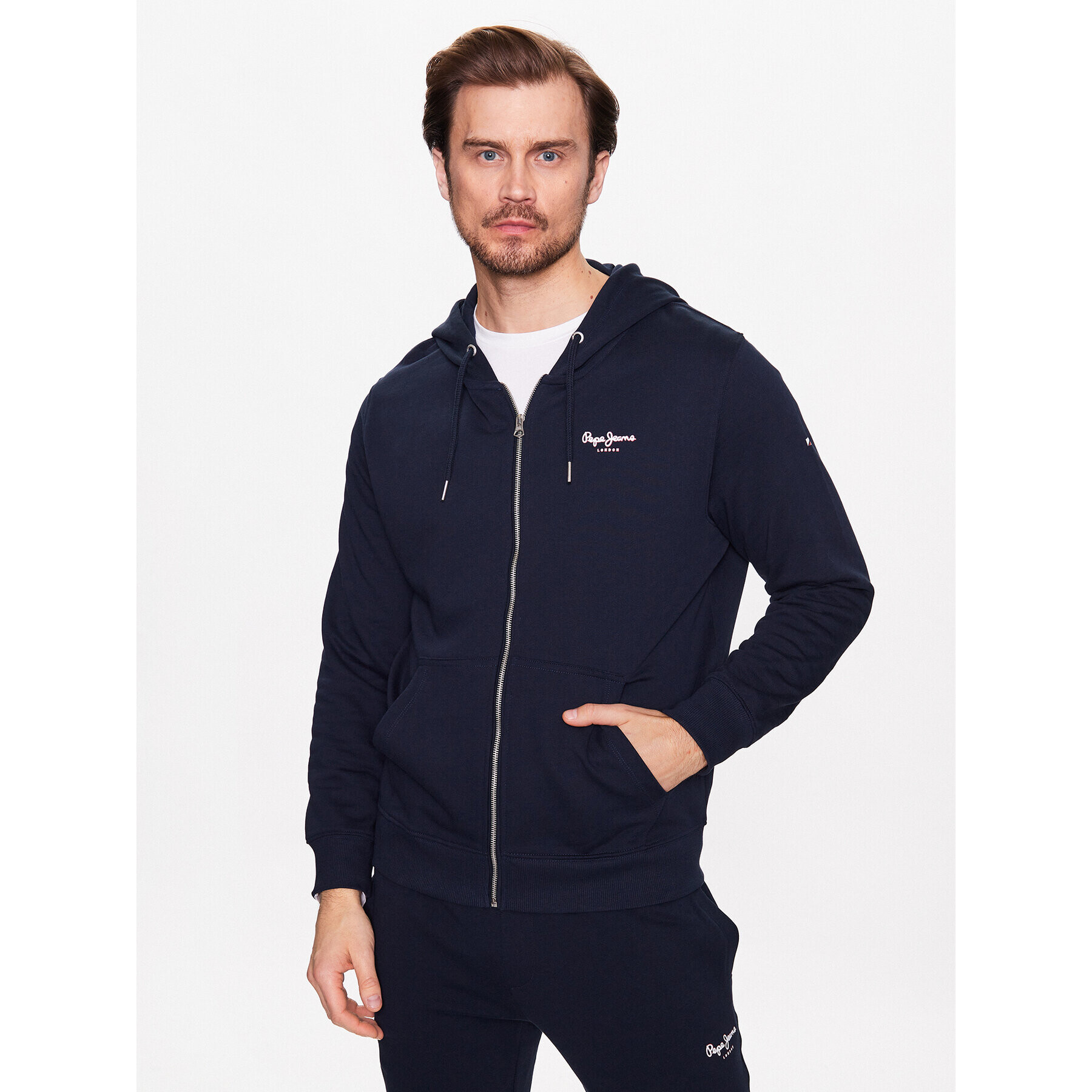 Pepe Jeans Суитшърт Edward Zip PM582382 Тъмносин Regular Fit - Pepit.bg