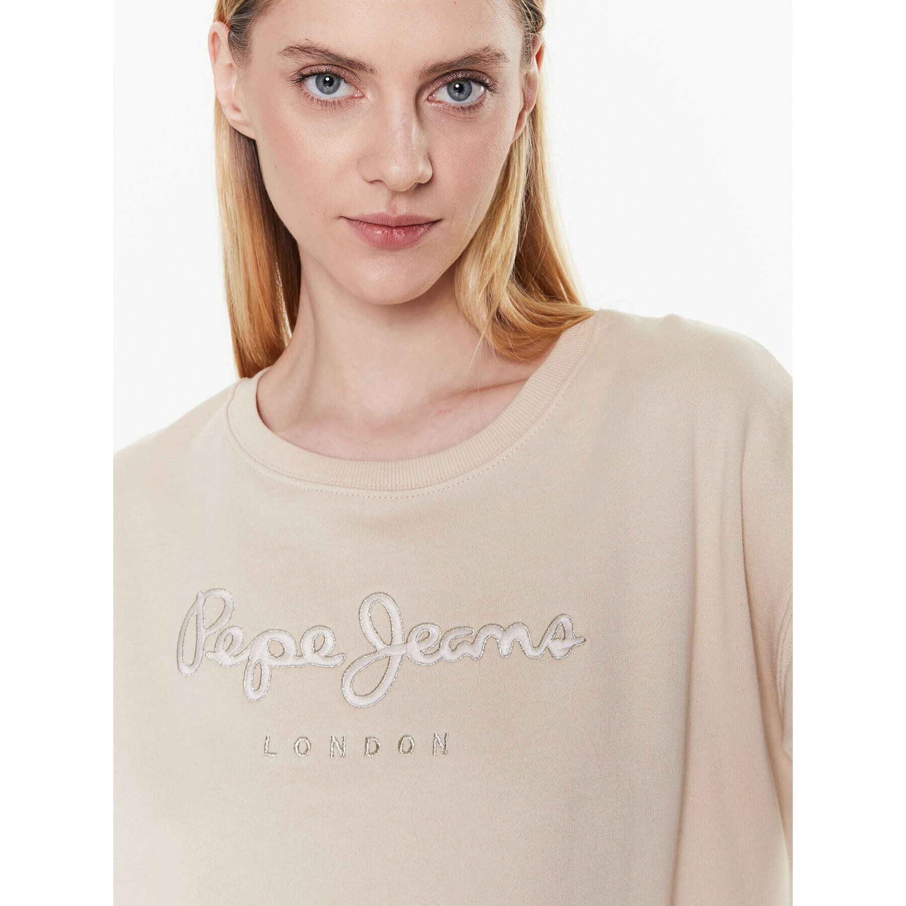 Pepe Jeans Суитшърт Loreta PL581285 Екрю Relaxed Fit - Pepit.bg