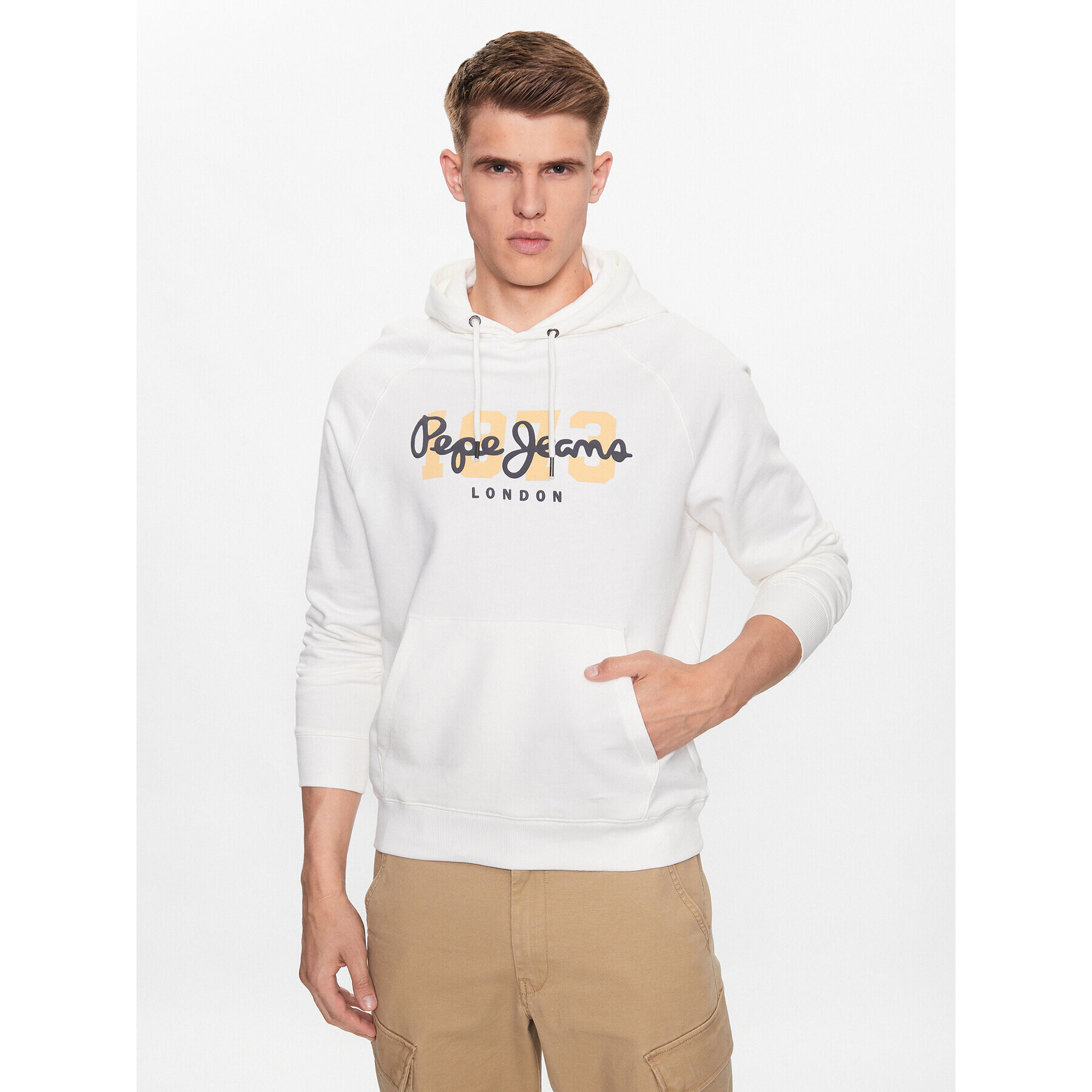 Pepe Jeans Суитшърт Meier Hoodie PM582482 Бял Regular Fit - Pepit.bg