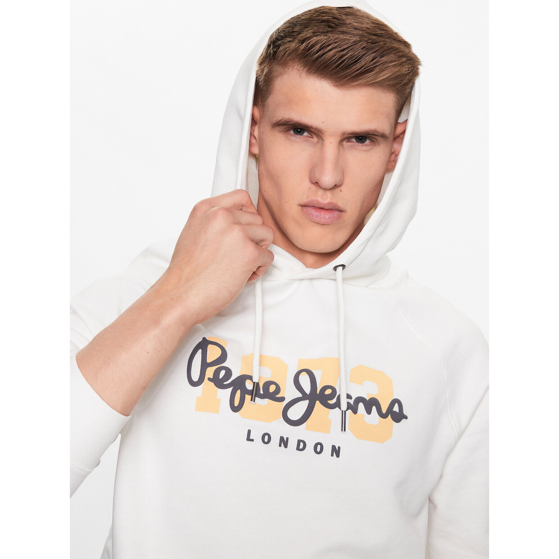 Pepe Jeans Суитшърт Meier Hoodie PM582482 Бял Regular Fit - Pepit.bg