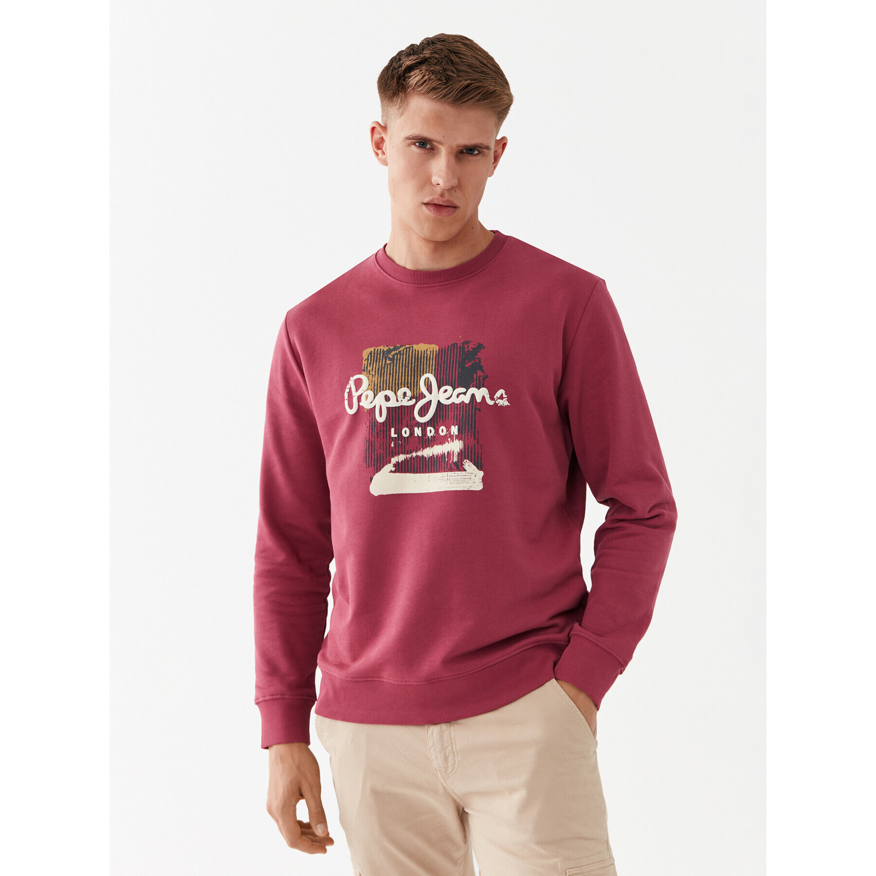 Pepe Jeans Суитшърт Melbourne Sweat PM582483 Бордо Regular Fit - Pepit.bg