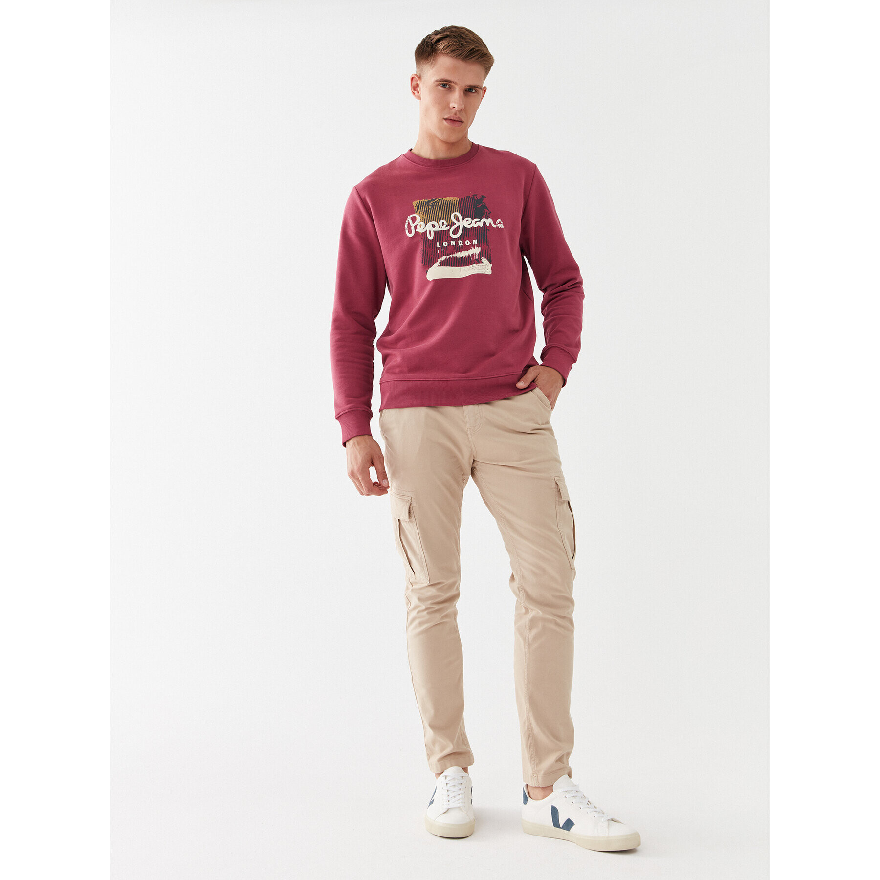 Pepe Jeans Суитшърт Melbourne Sweat PM582483 Бордо Regular Fit - Pepit.bg