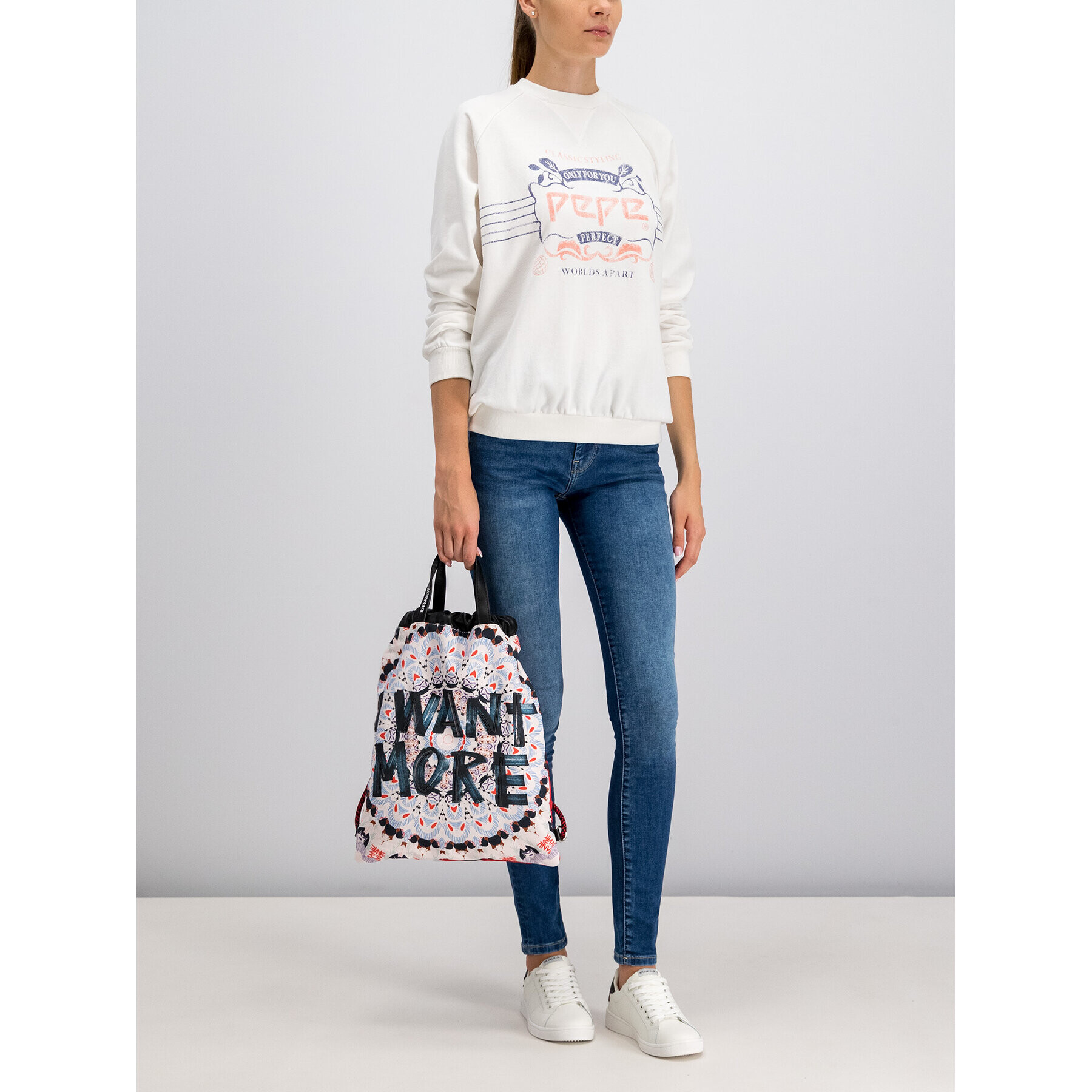 Pepe Jeans Суитшърт PL580850 Бял Regular Fit - Pepit.bg