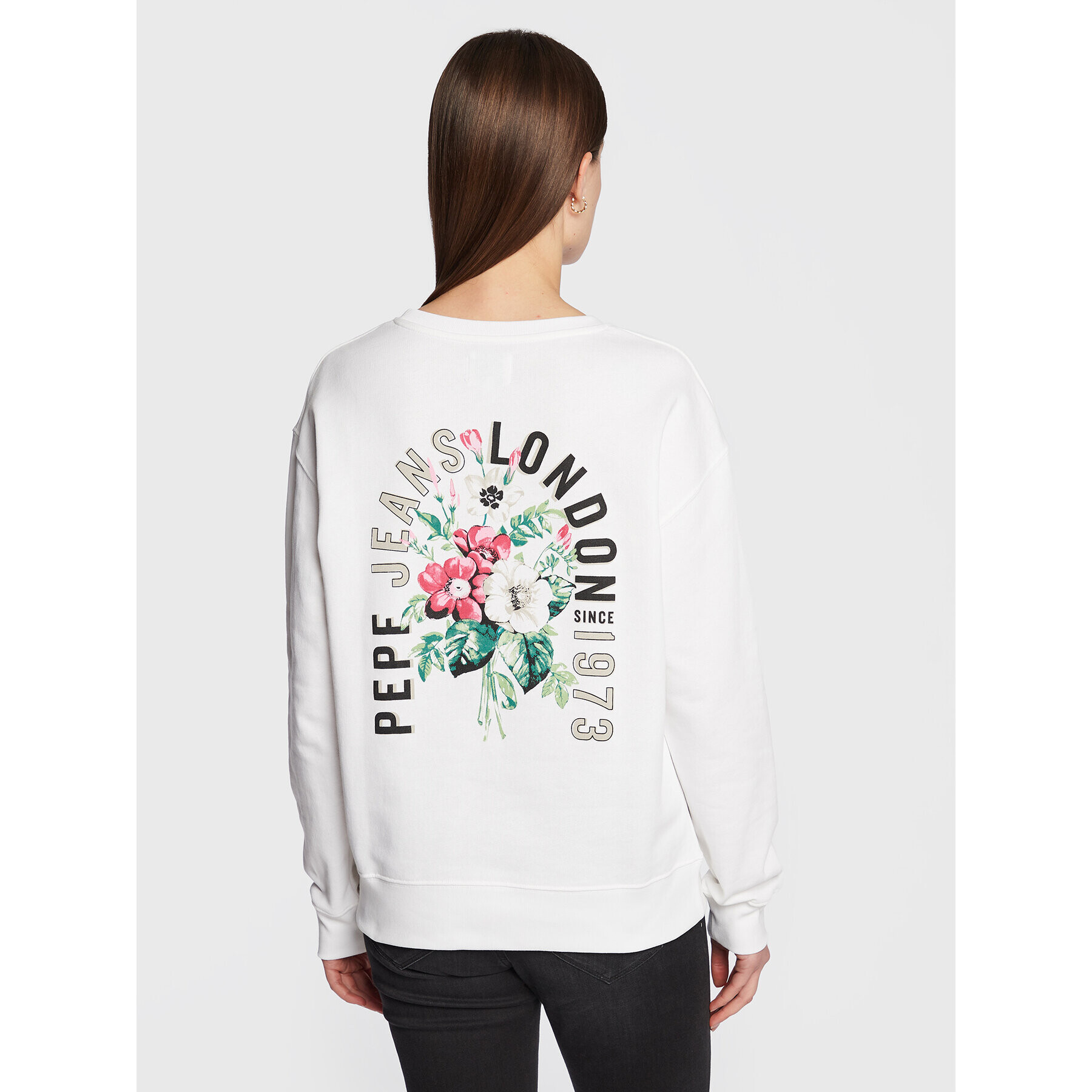 Pepe Jeans Суитшърт Pop PL581240 Бял Relaxed Fit - Pepit.bg