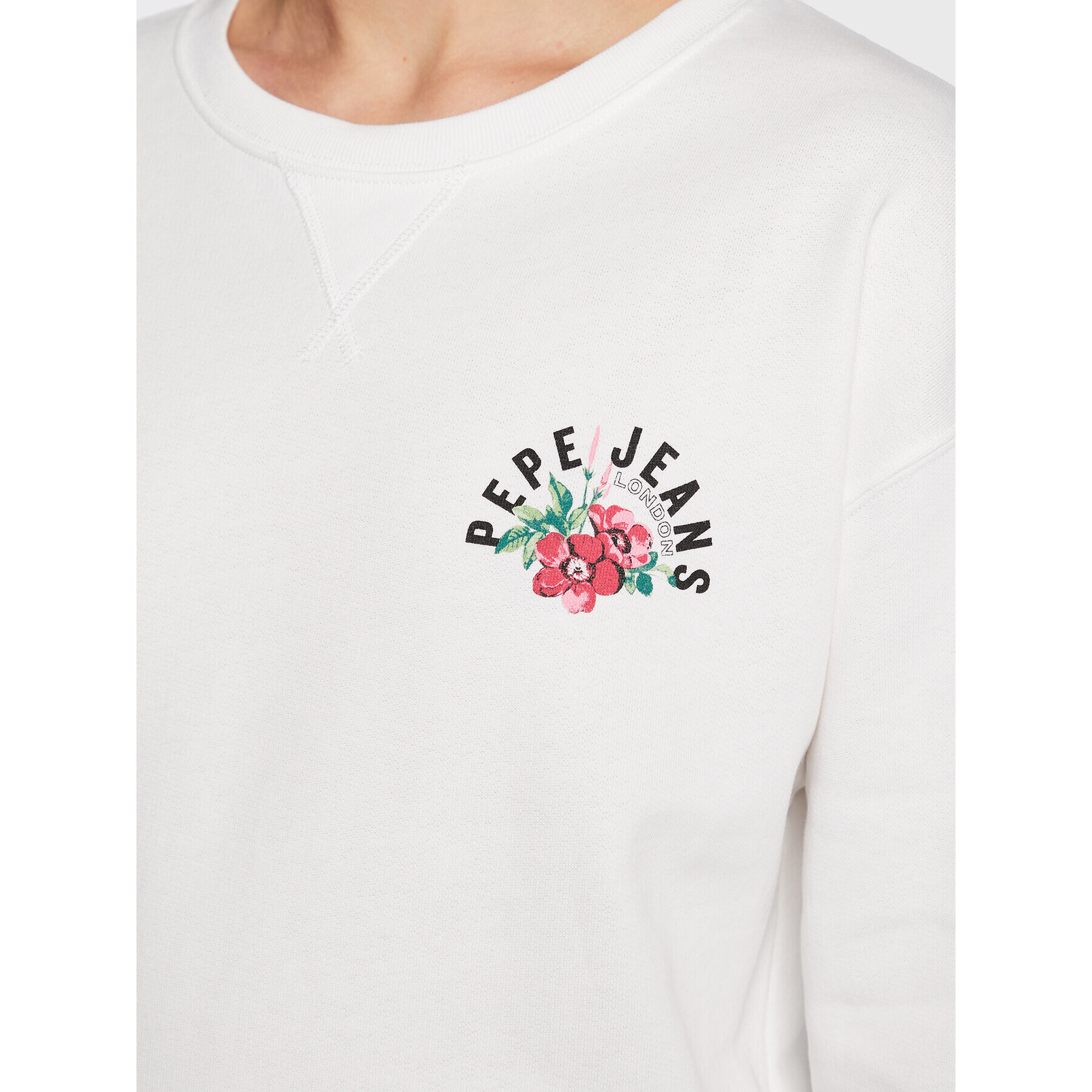 Pepe Jeans Суитшърт Pop PL581240 Бял Relaxed Fit - Pepit.bg