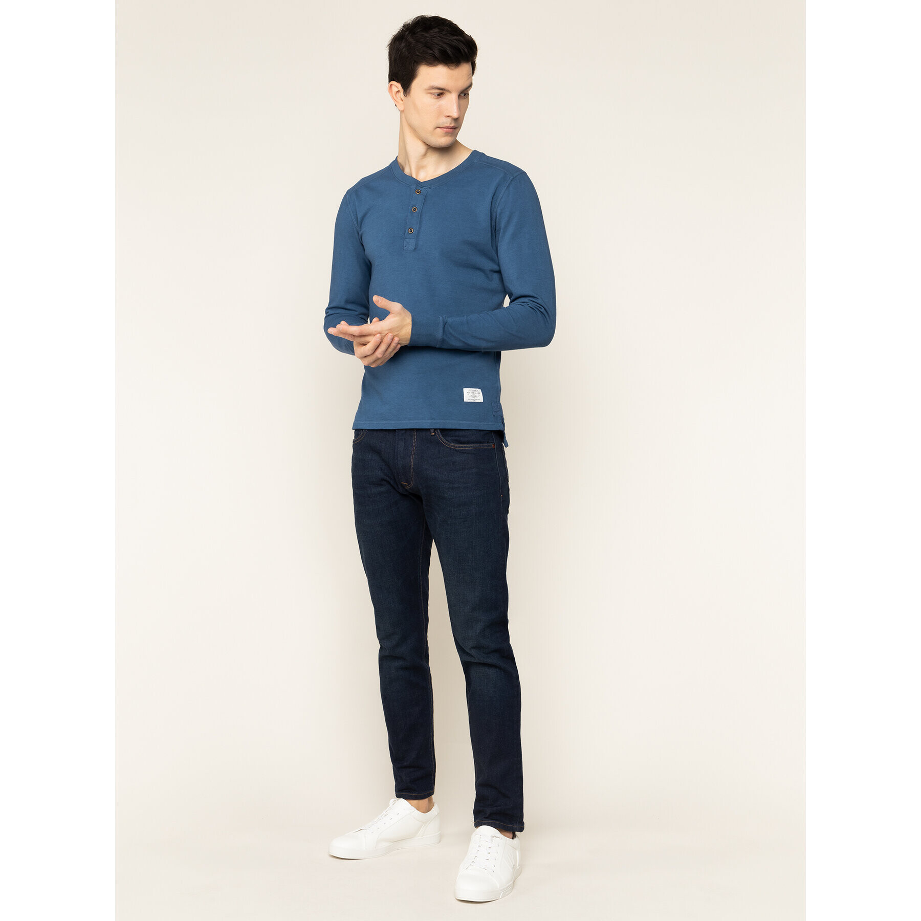 Pepe Jeans Тениска с дълъг ръкав Bancroft PM506934 Тъмносин Slim Fit - Pepit.bg