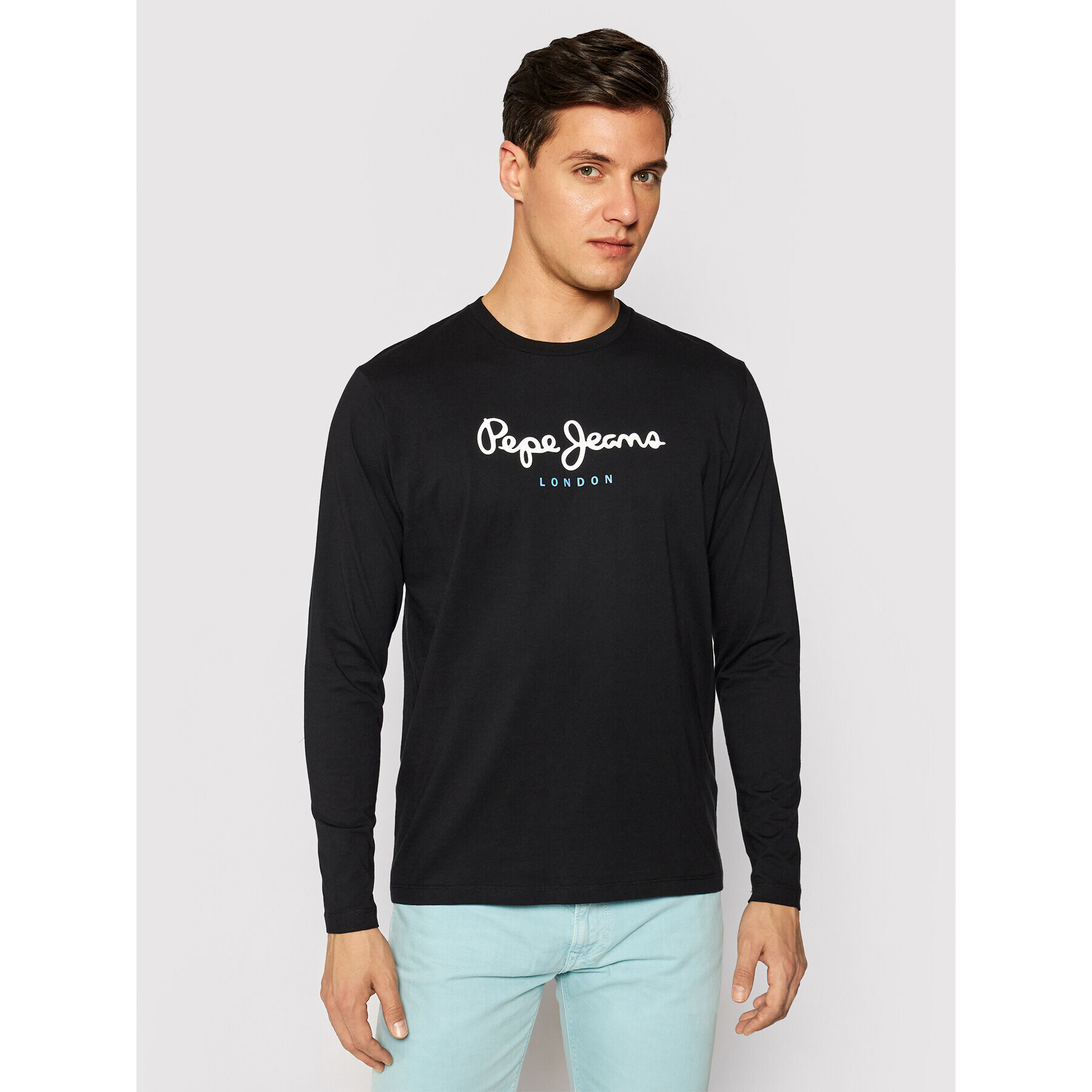 Pepe Jeans Тениска с дълъг ръкав Eggo Long PM501321 Черен Regular Fit - Pepit.bg