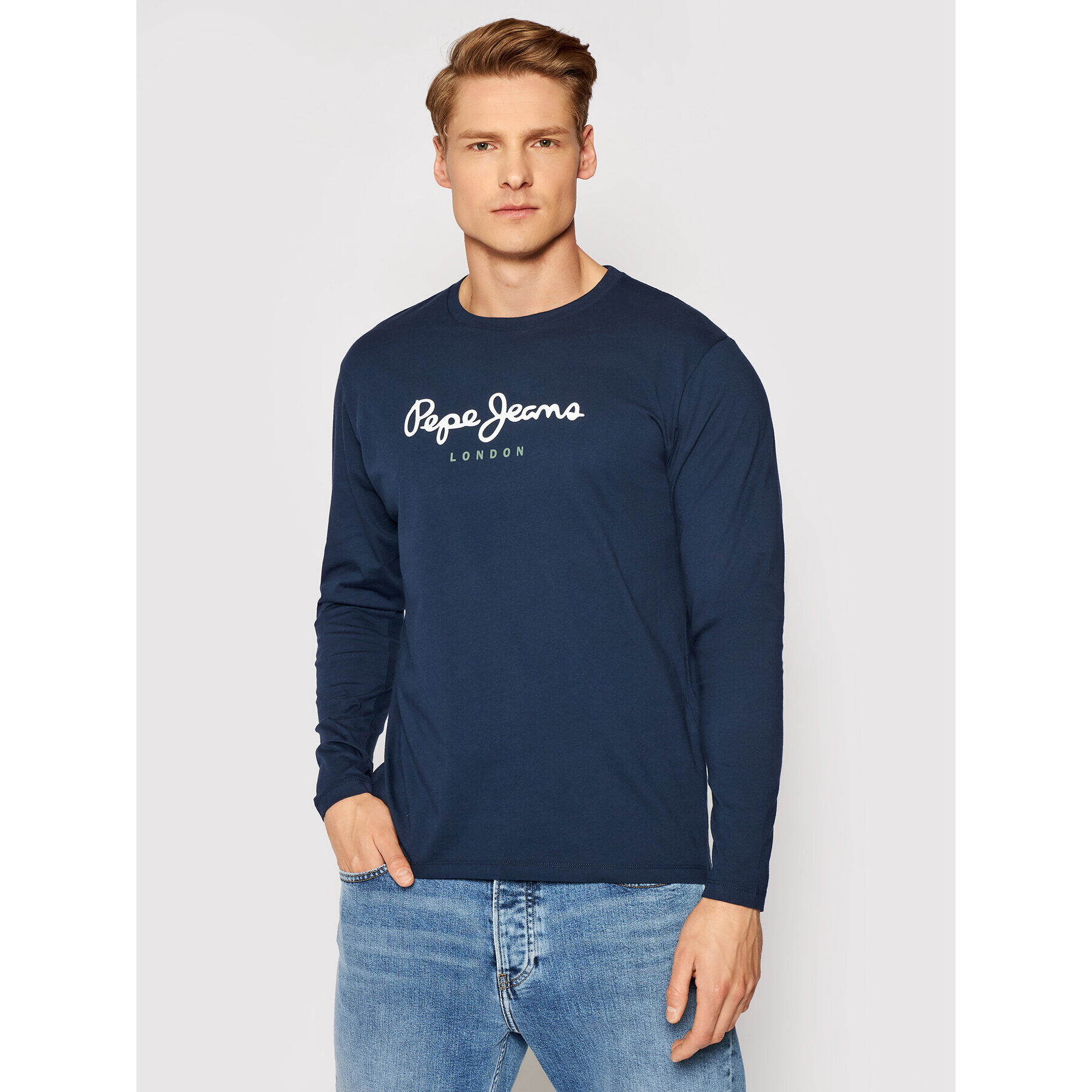 Pepe Jeans Тениска с дълъг ръкав Eggo Long PM501321 Тъмносин Regular Fit - Pepit.bg