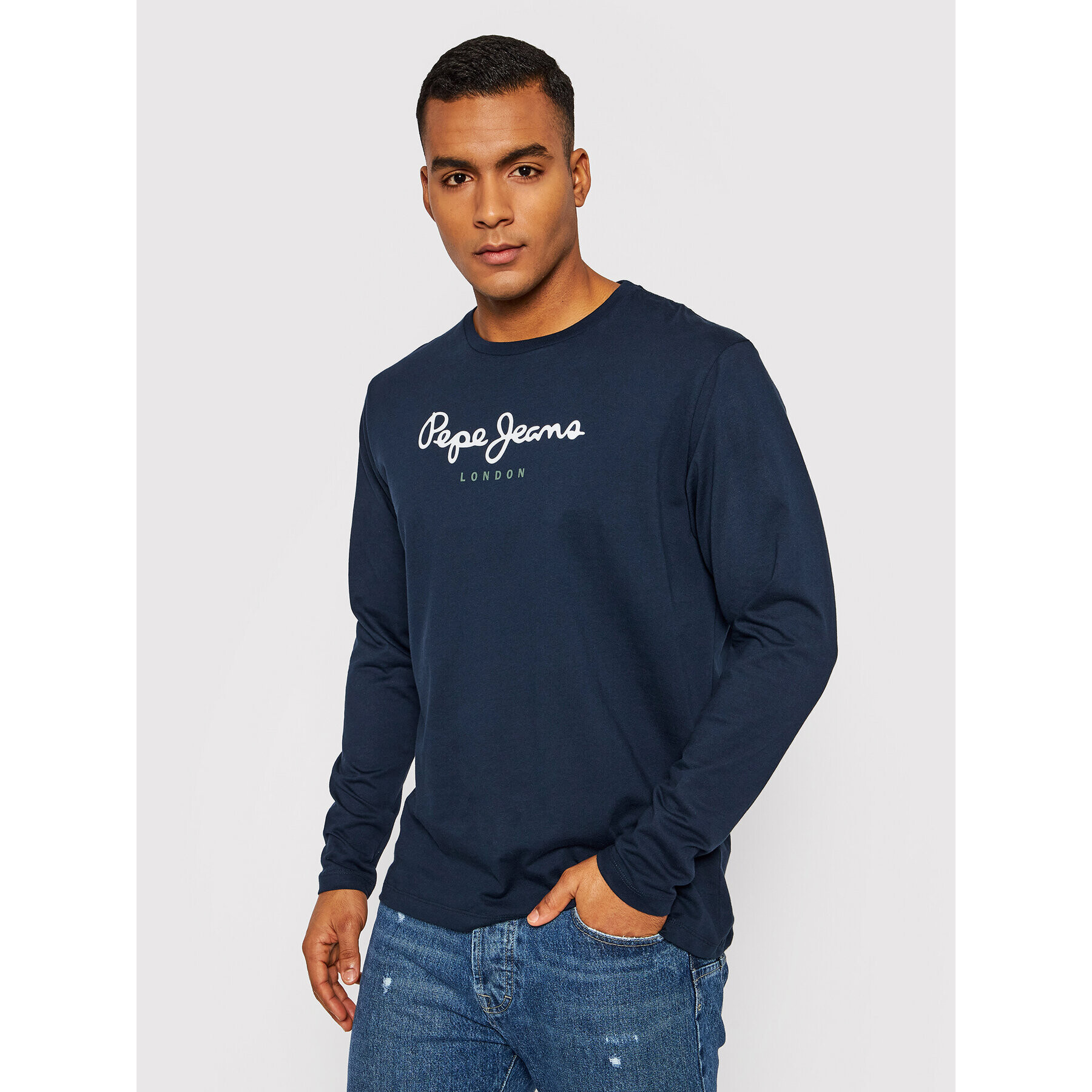 Pepe Jeans Тениска с дълъг ръкав Eggo PM508209 Тъмносин Regular Fit - Pepit.bg