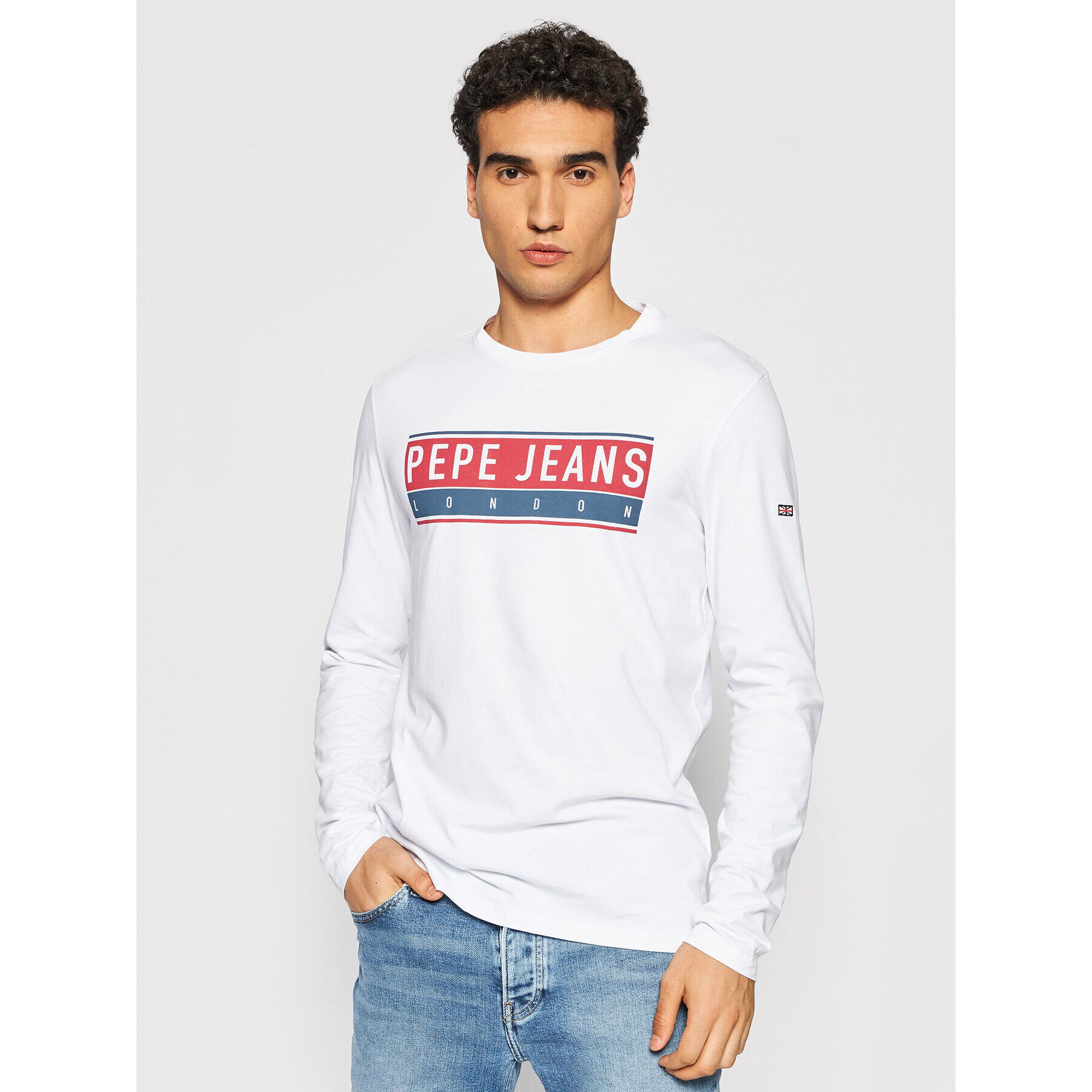 Pepe Jeans Тениска с дълъг ръкав Jayo PM508014 Бял Slim Fit - Pepit.bg