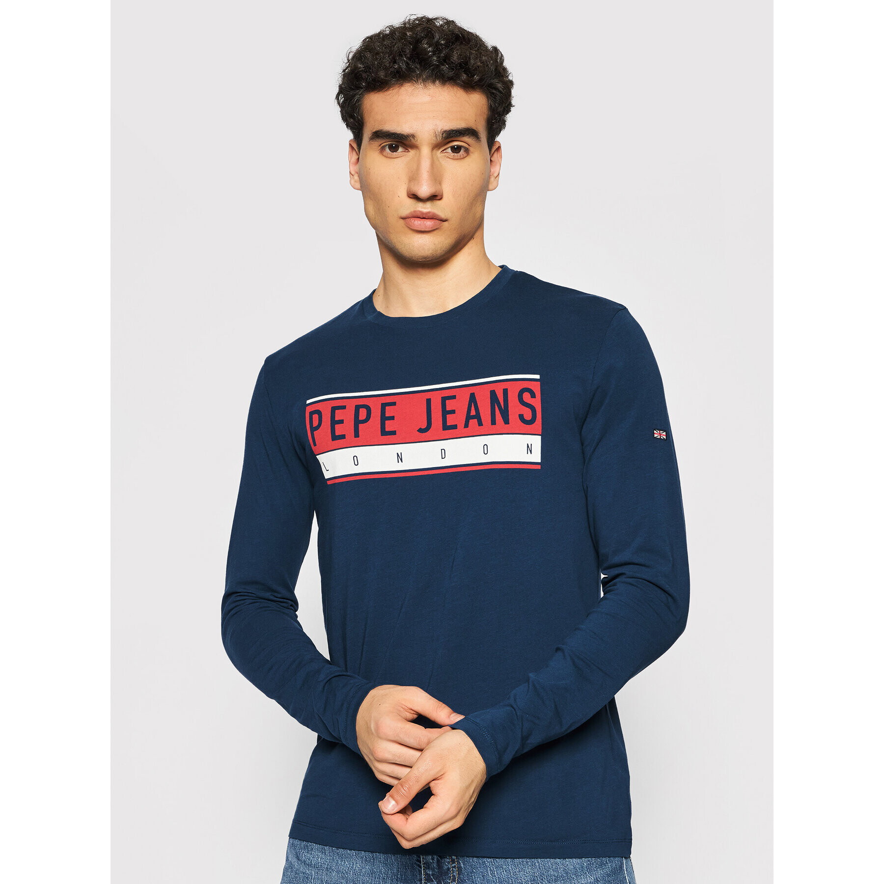 Pepe Jeans Тениска с дълъг ръкав Jayo PM508014 Тъмносин Slim Fit - Pepit.bg