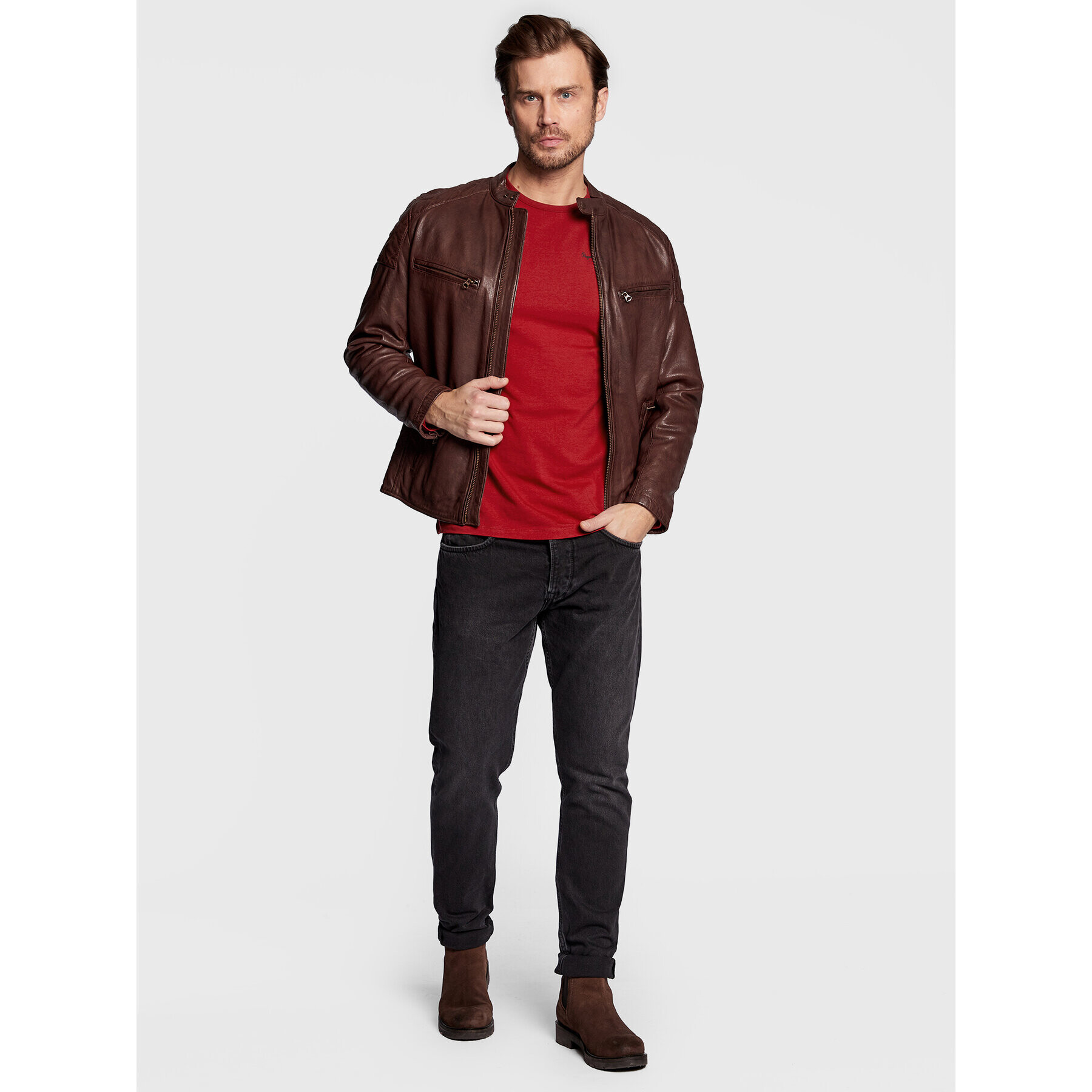 Pepe Jeans Тениска с дълъг ръкав Original Basic 2 PM508211 Червен Slim Fit - Pepit.bg