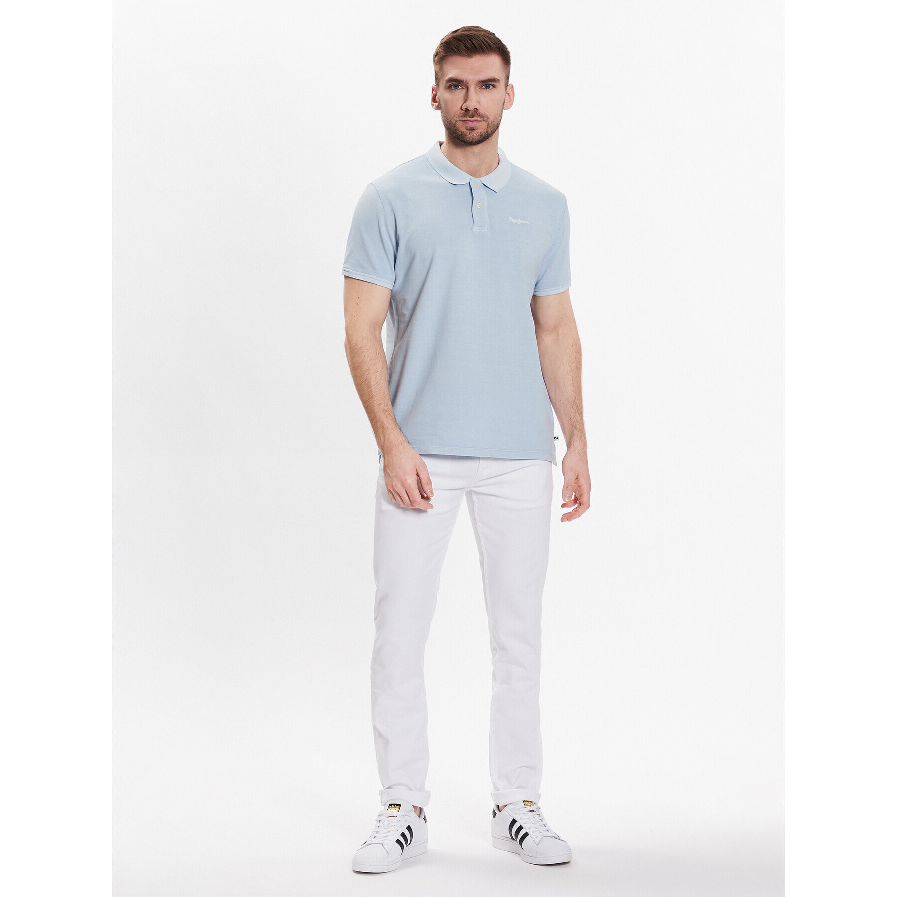 Pepe Jeans Тениска с яка и копчета Oliver Gd PM541983 Син Regular Fit - Pepit.bg