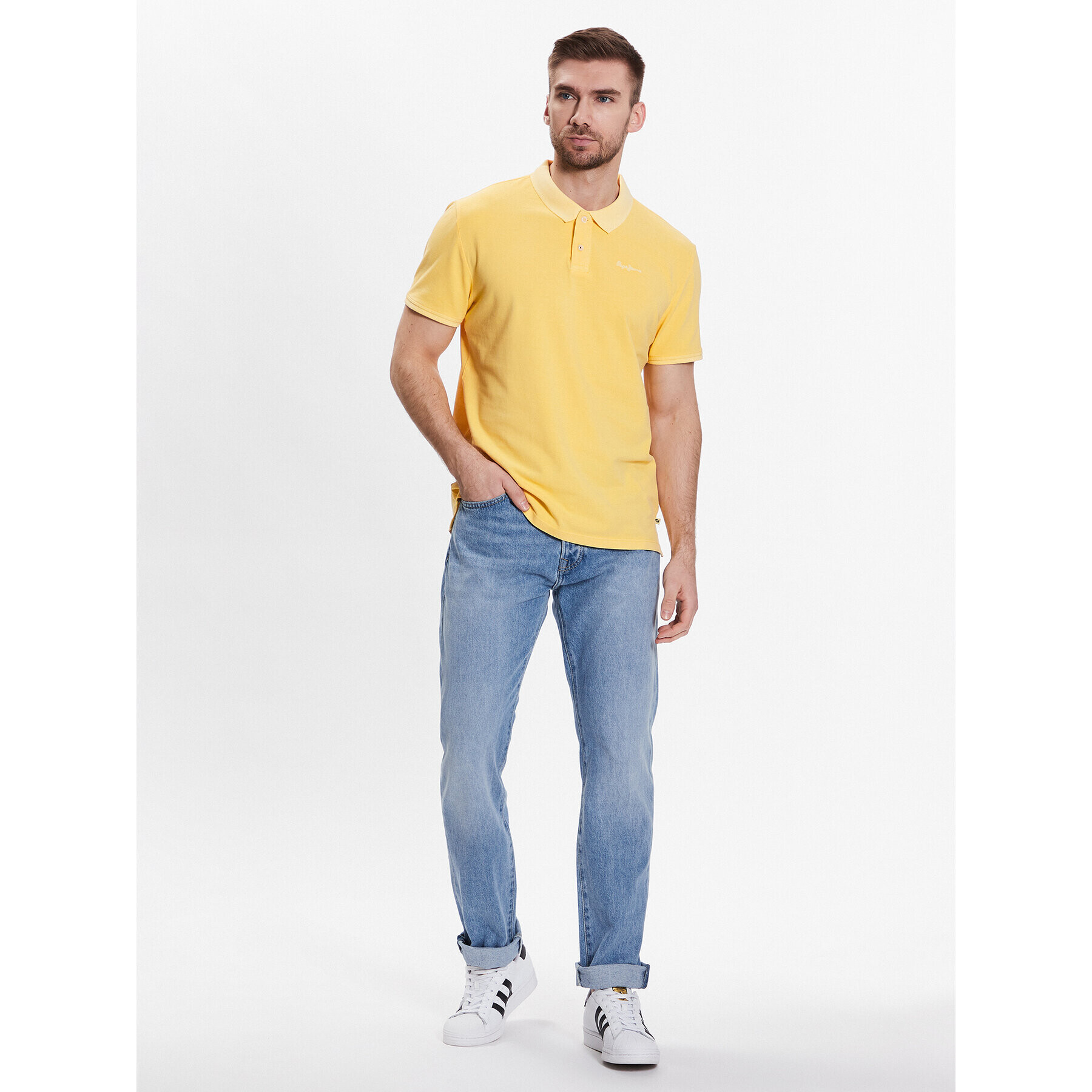 Pepe Jeans Тениска с яка и копчета Oliver Gd PM541983 Жълт Regular Fit - Pepit.bg