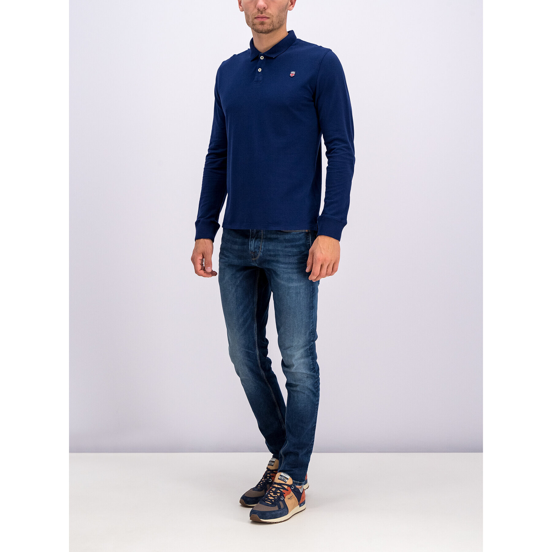 Pepe Jeans Тениска с яка и копчета PM541221 Тъмносин Slim Fit - Pepit.bg