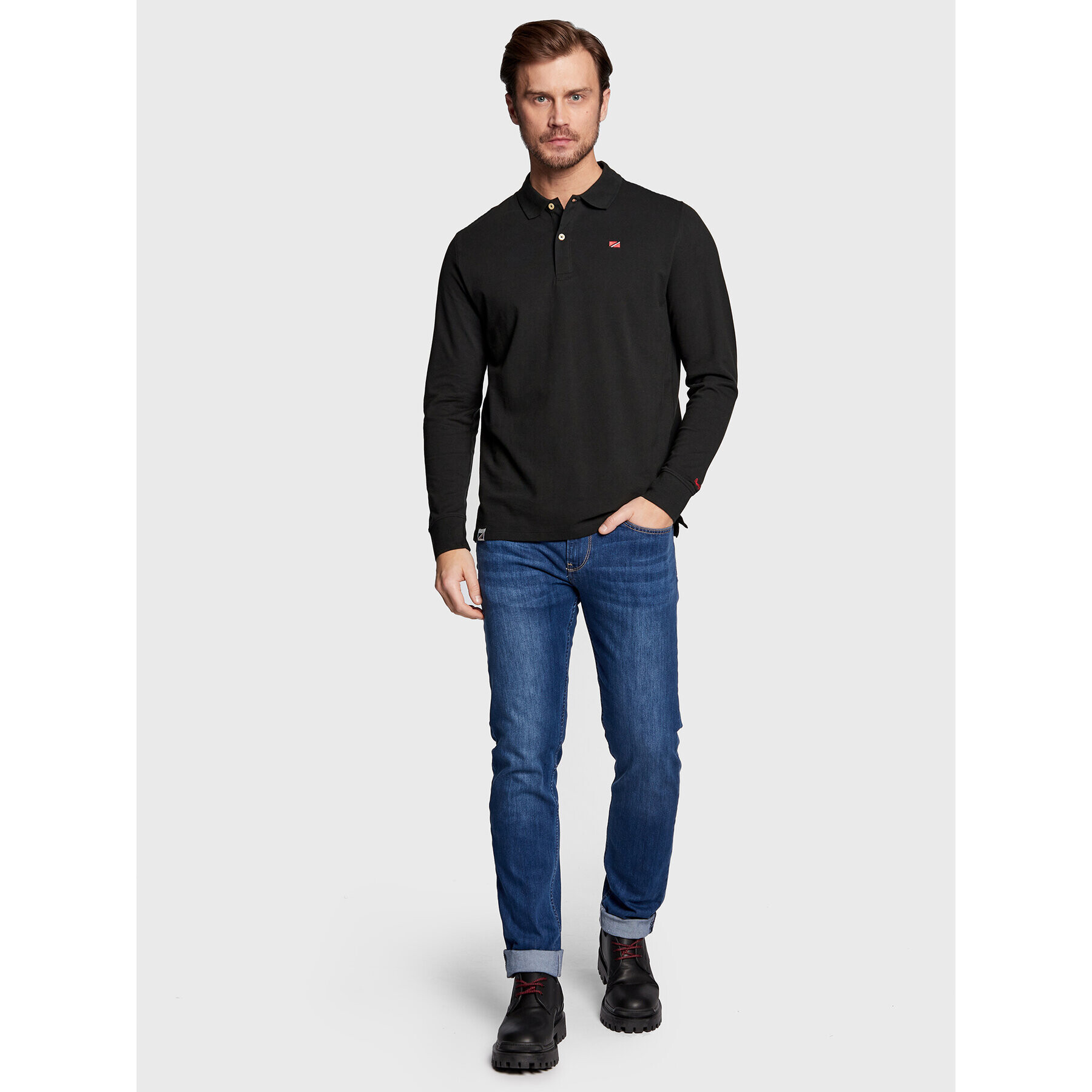 Pepe Jeans Тениска с яка и копчета Vidal PM541933 Черен Regular Fit - Pepit.bg