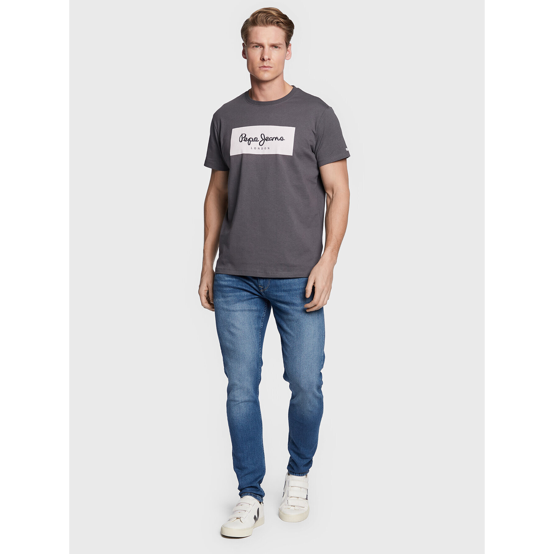 Pepe Jeans Тишърт Aaron PM508639 Сив Regular Fit - Pepit.bg