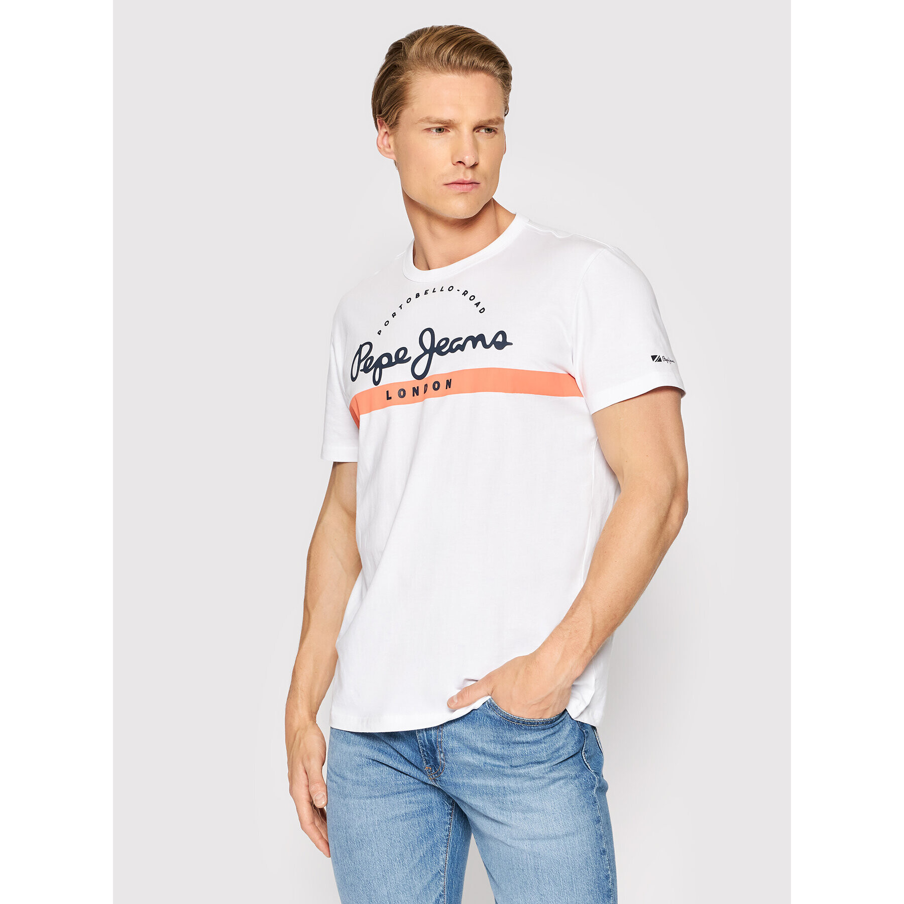 Pepe Jeans Тишърт Abrel PM508216 Бял Regular Fit - Pepit.bg
