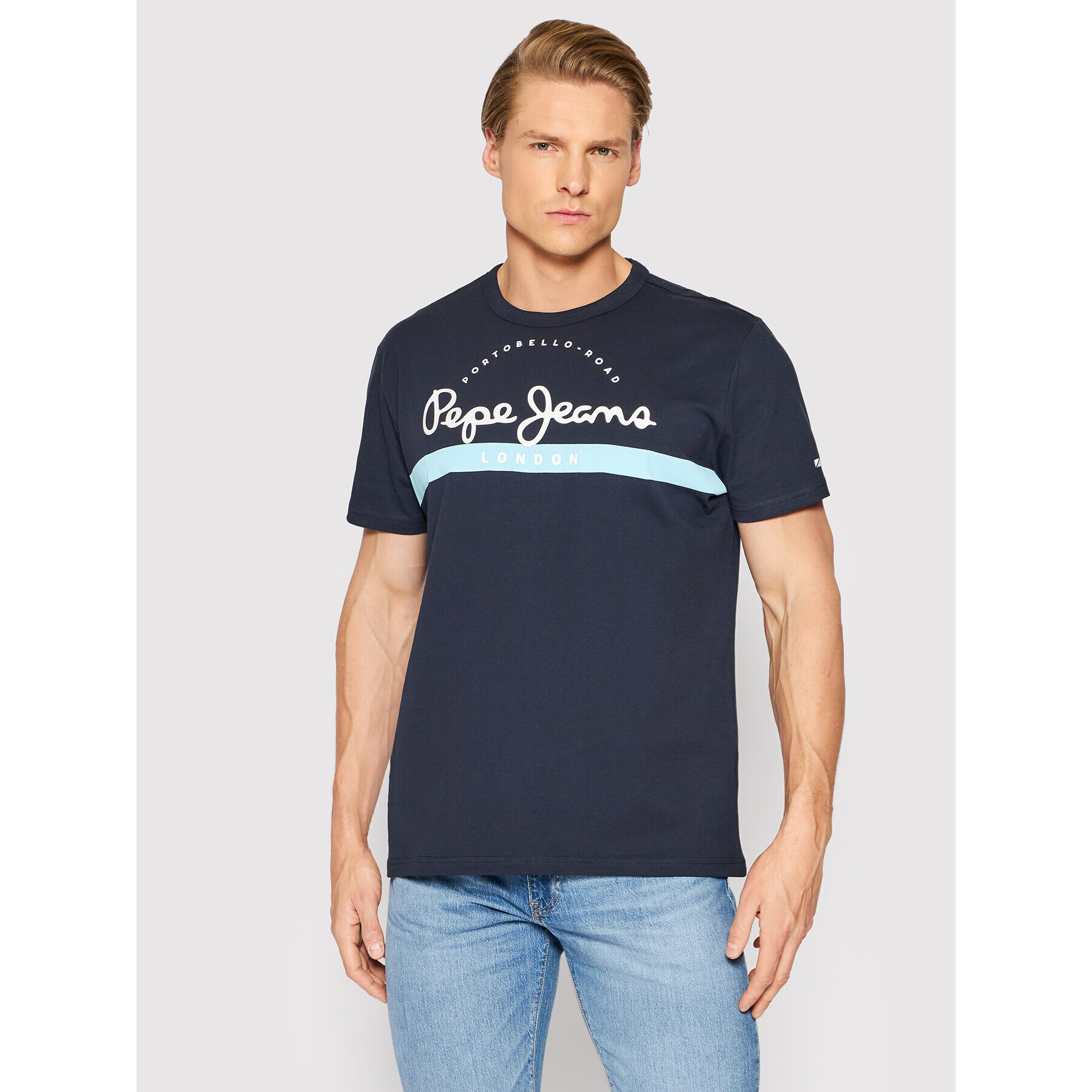 Pepe Jeans Тишърт Abrel PM508216 Тъмносин Regular Fit - Pepit.bg