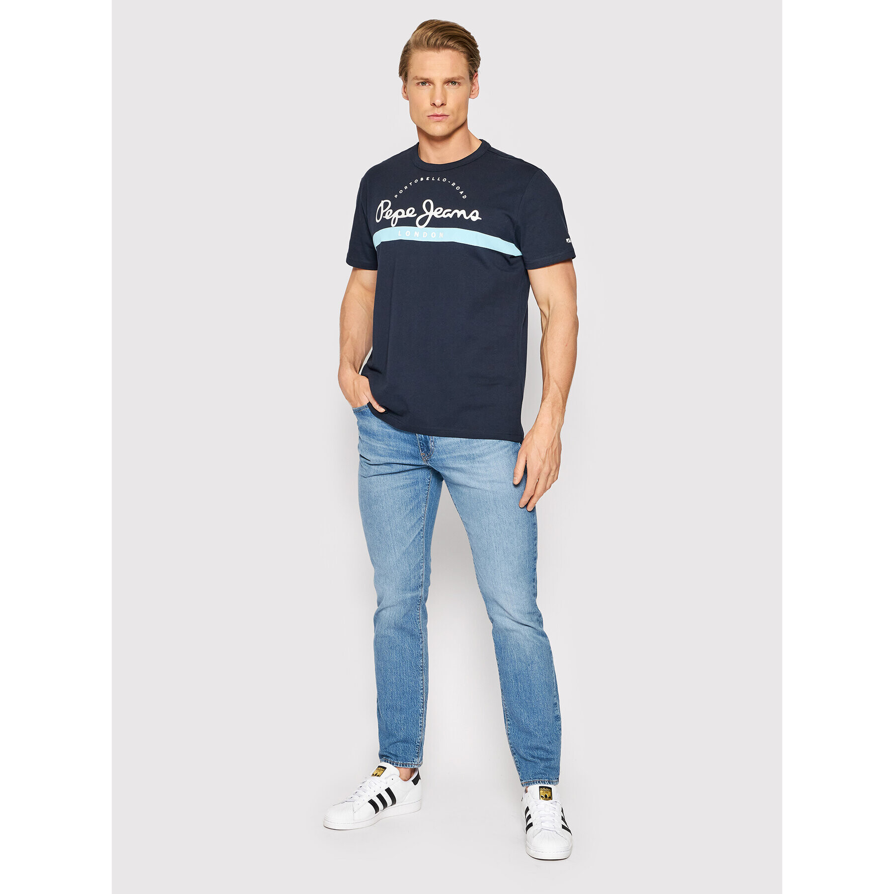 Pepe Jeans Тишърт Abrel PM508216 Тъмносин Regular Fit - Pepit.bg