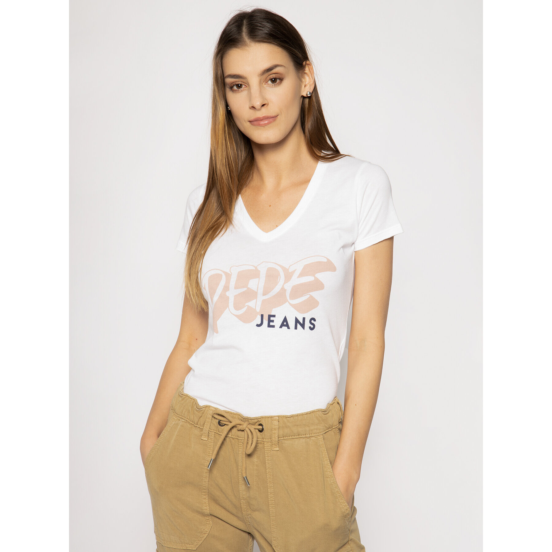 Pepe Jeans Тишърт Adele PL504431 Бял Regular Fit - Pepit.bg