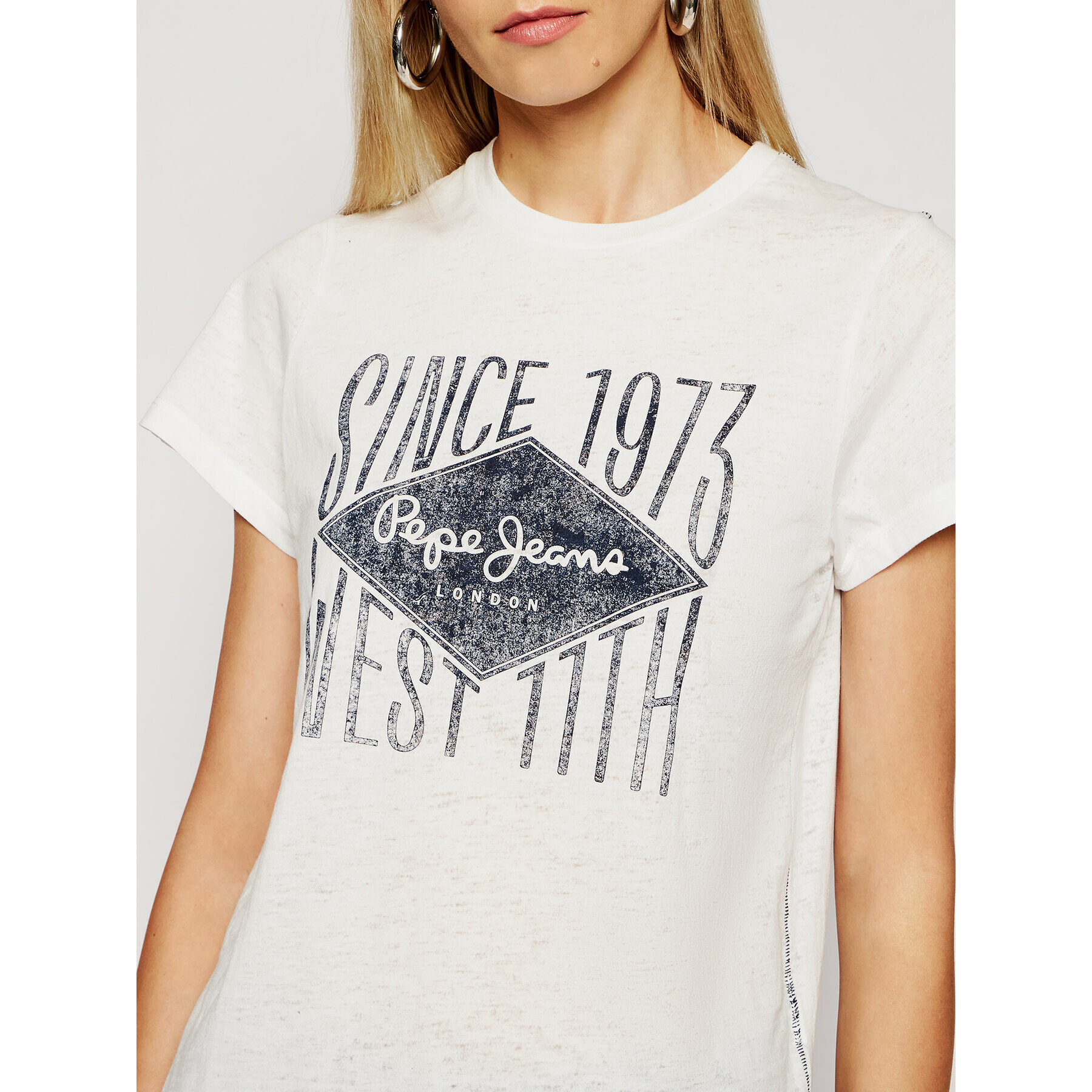 Pepe Jeans Тишърт Alex PL504796 Бял Regular Fit - Pepit.bg