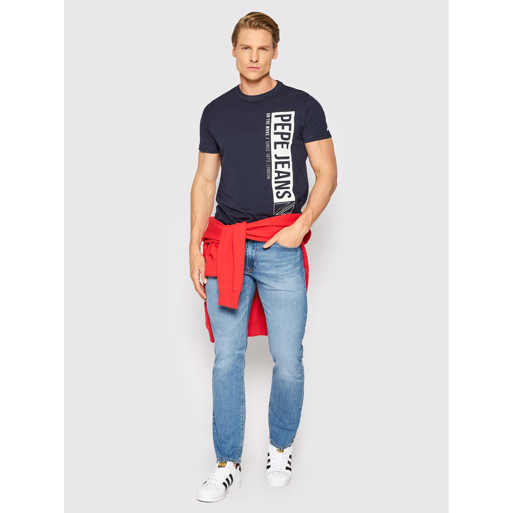 Pepe Jeans Тишърт Alfie D PM508259 Тъмносин Slim Fit - Pepit.bg