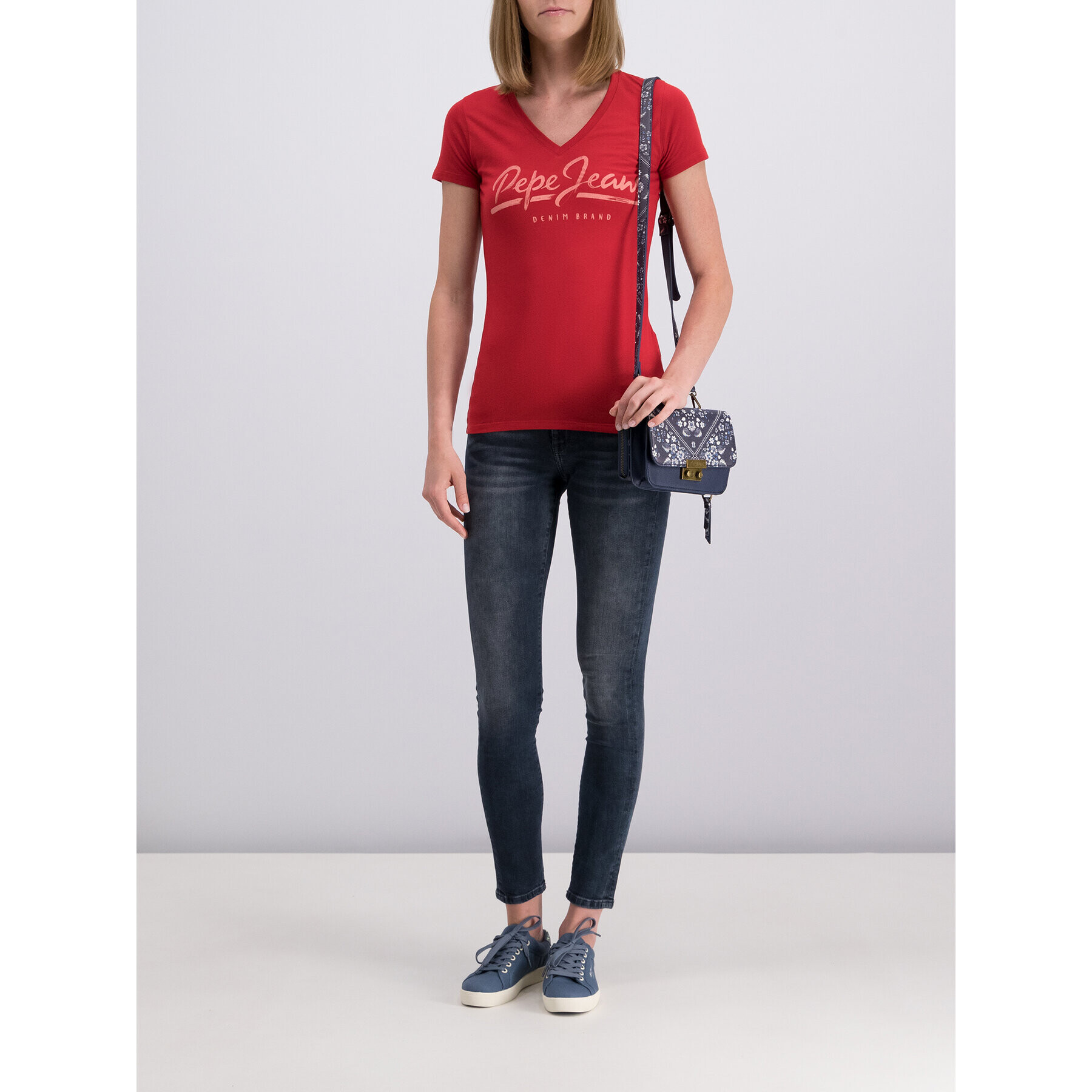 Pepe Jeans Тишърт Andrea PL504165 Червен Longline Fit - Pepit.bg