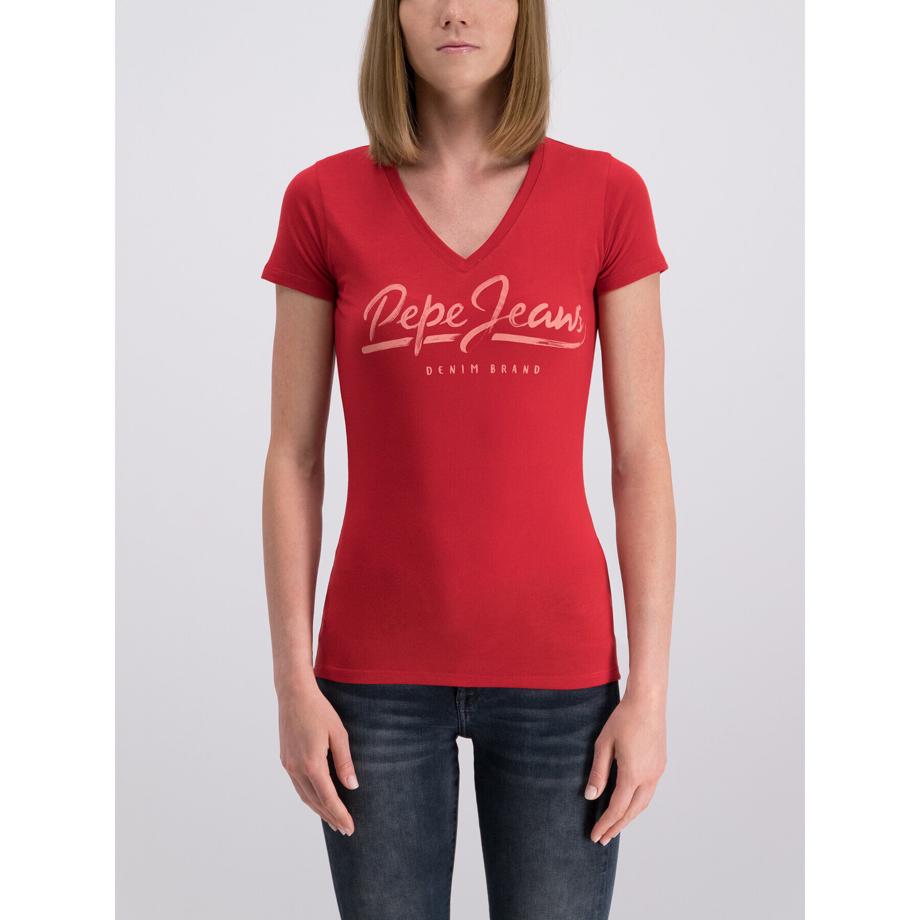 Pepe Jeans Тишърт Andrea PL504165 Червен Longline Fit - Pepit.bg