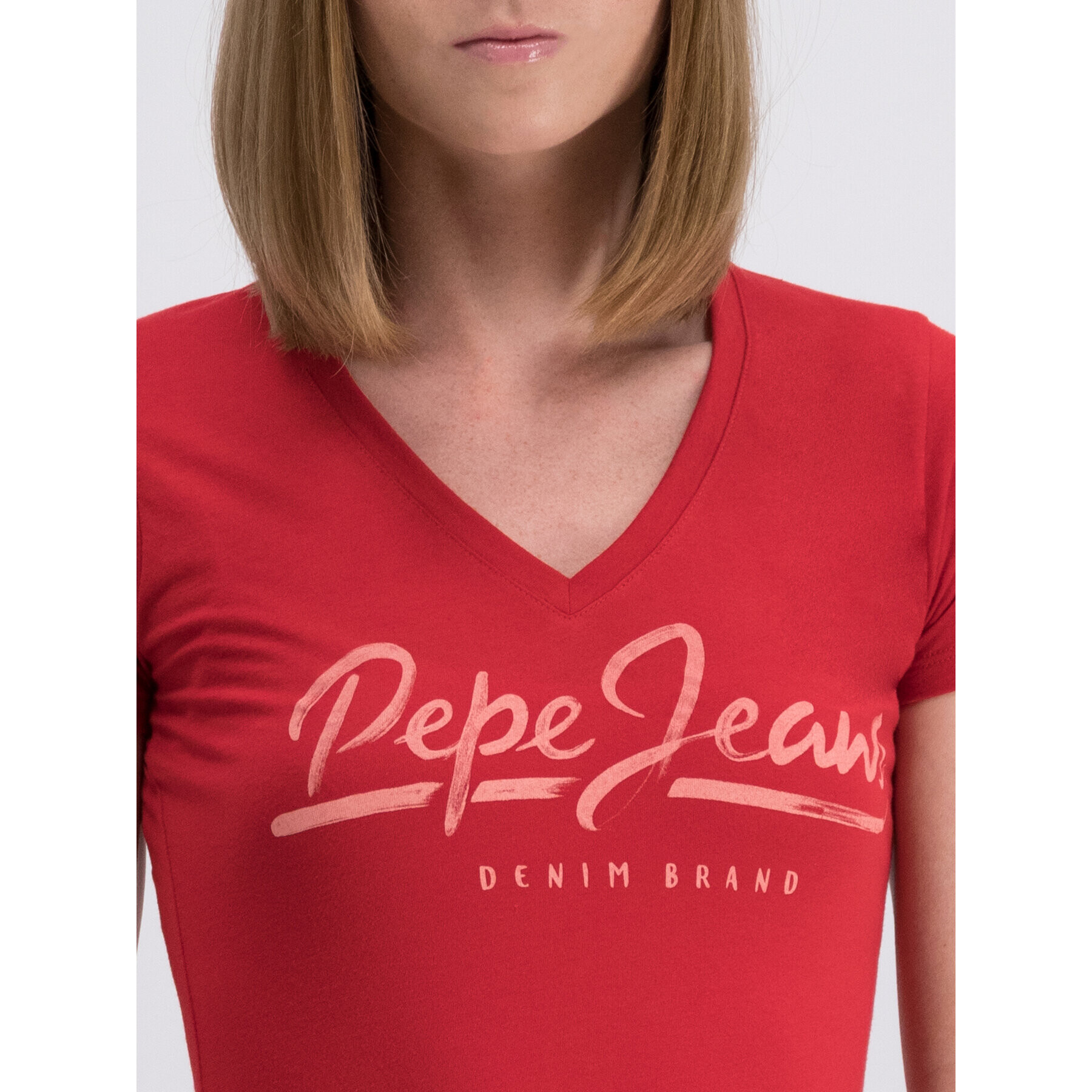 Pepe Jeans Тишърт Andrea PL504165 Червен Longline Fit - Pepit.bg