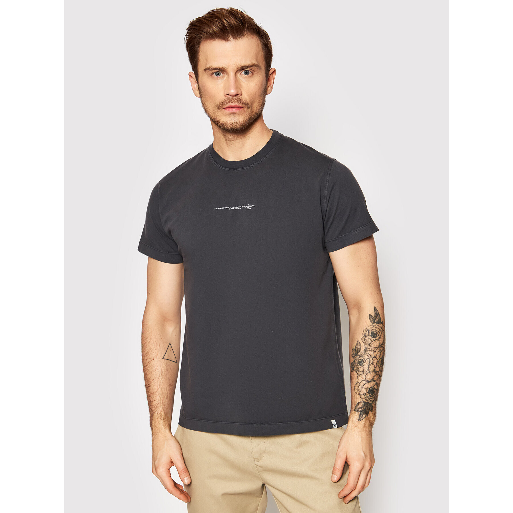 Pepe Jeans Тишърт Andreas PM508268 Сив Regular Fit - Pepit.bg