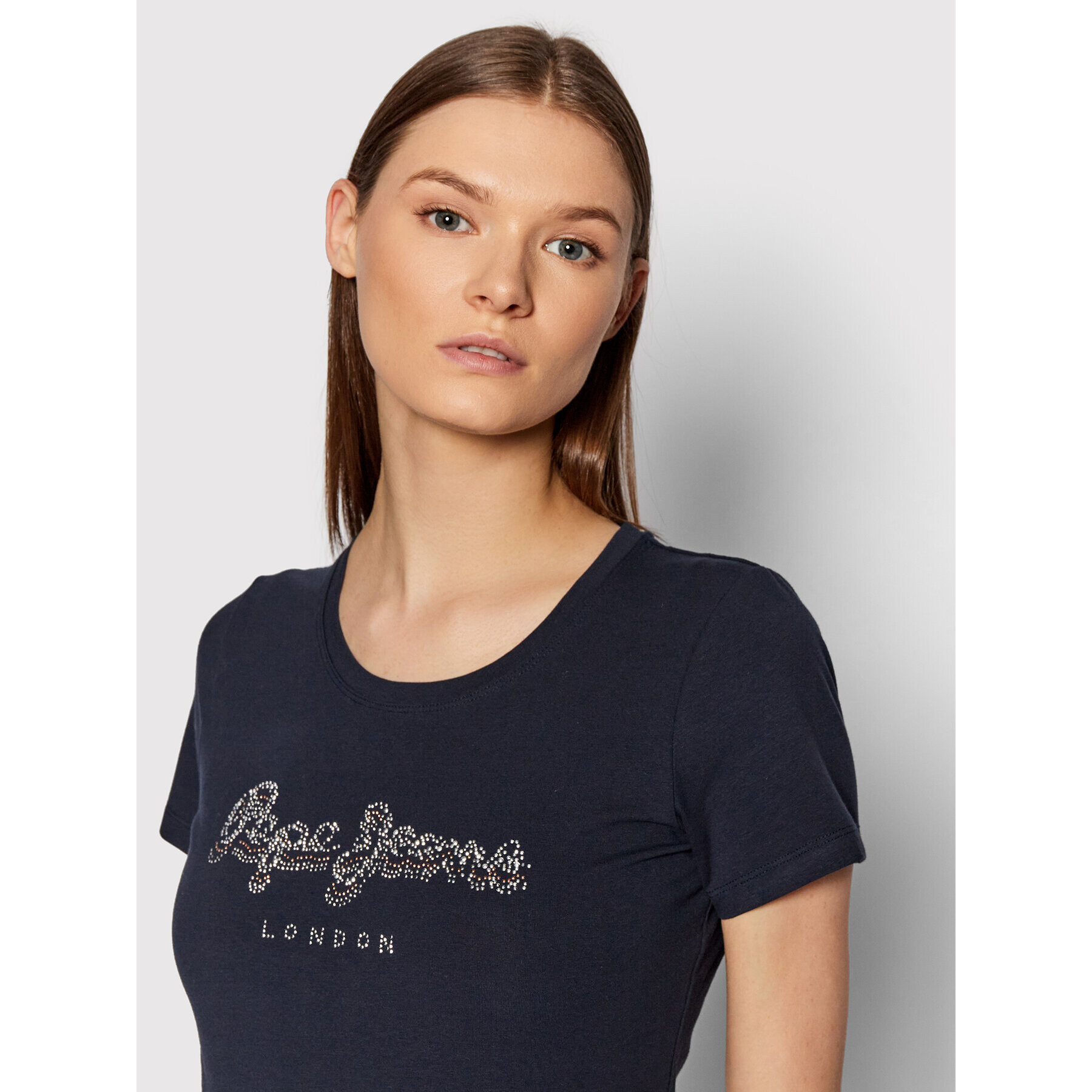 Pepe Jeans Тишърт Beatrice PL504434 Тъмносин Slim Fit - Pepit.bg