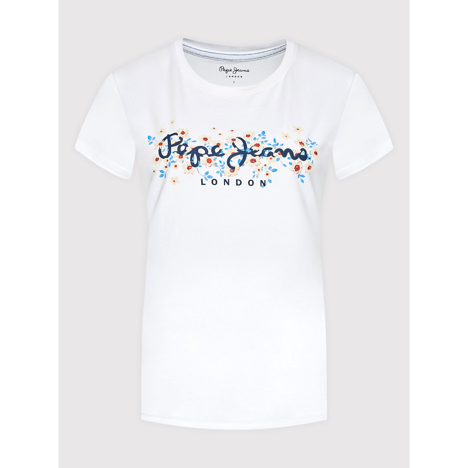 Pepe Jeans Тишърт Bego PL505133 Бял Slim Fit - Pepit.bg