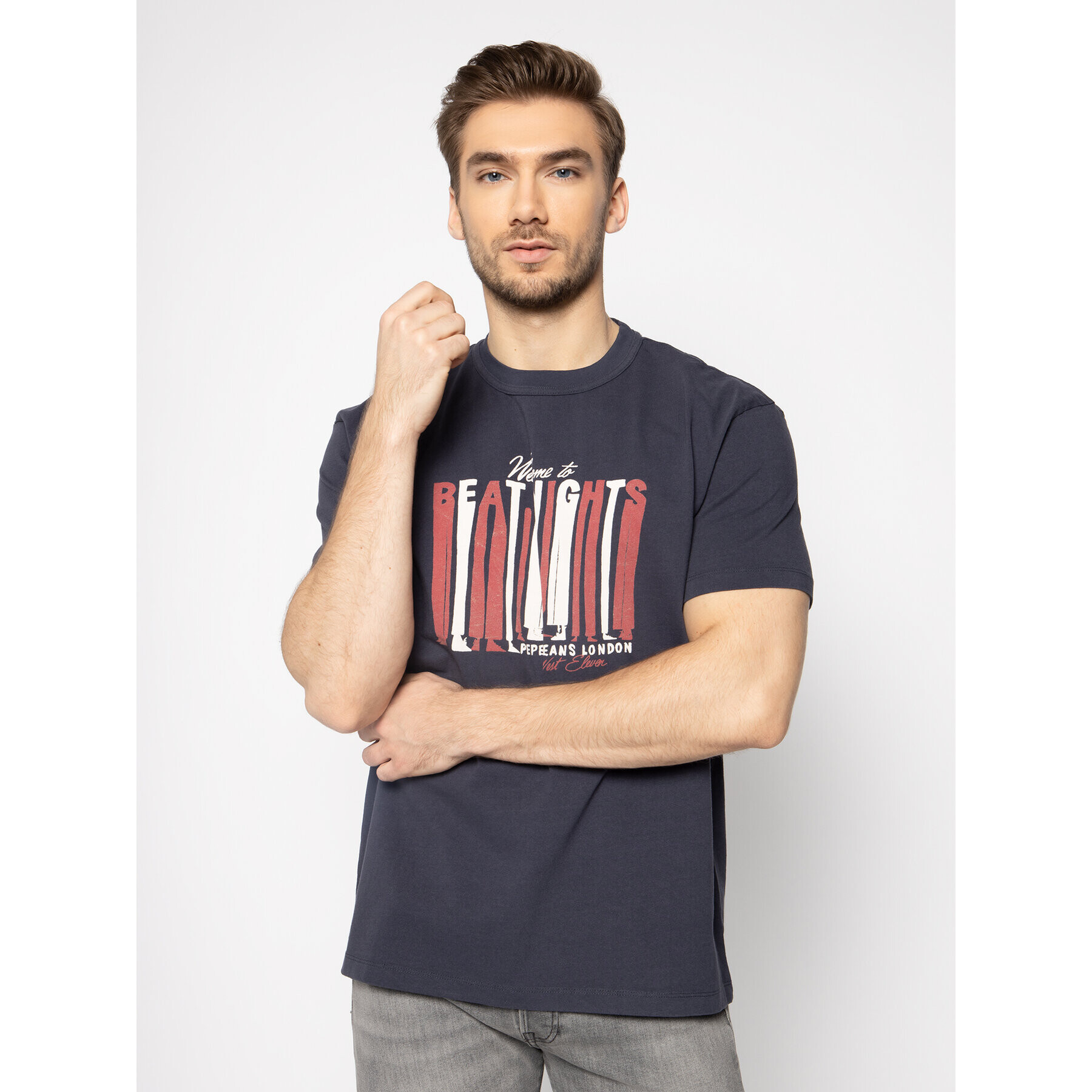 Pepe Jeans Тишърт Bentley PM506904 Тъмносин Loose Fit - Pepit.bg