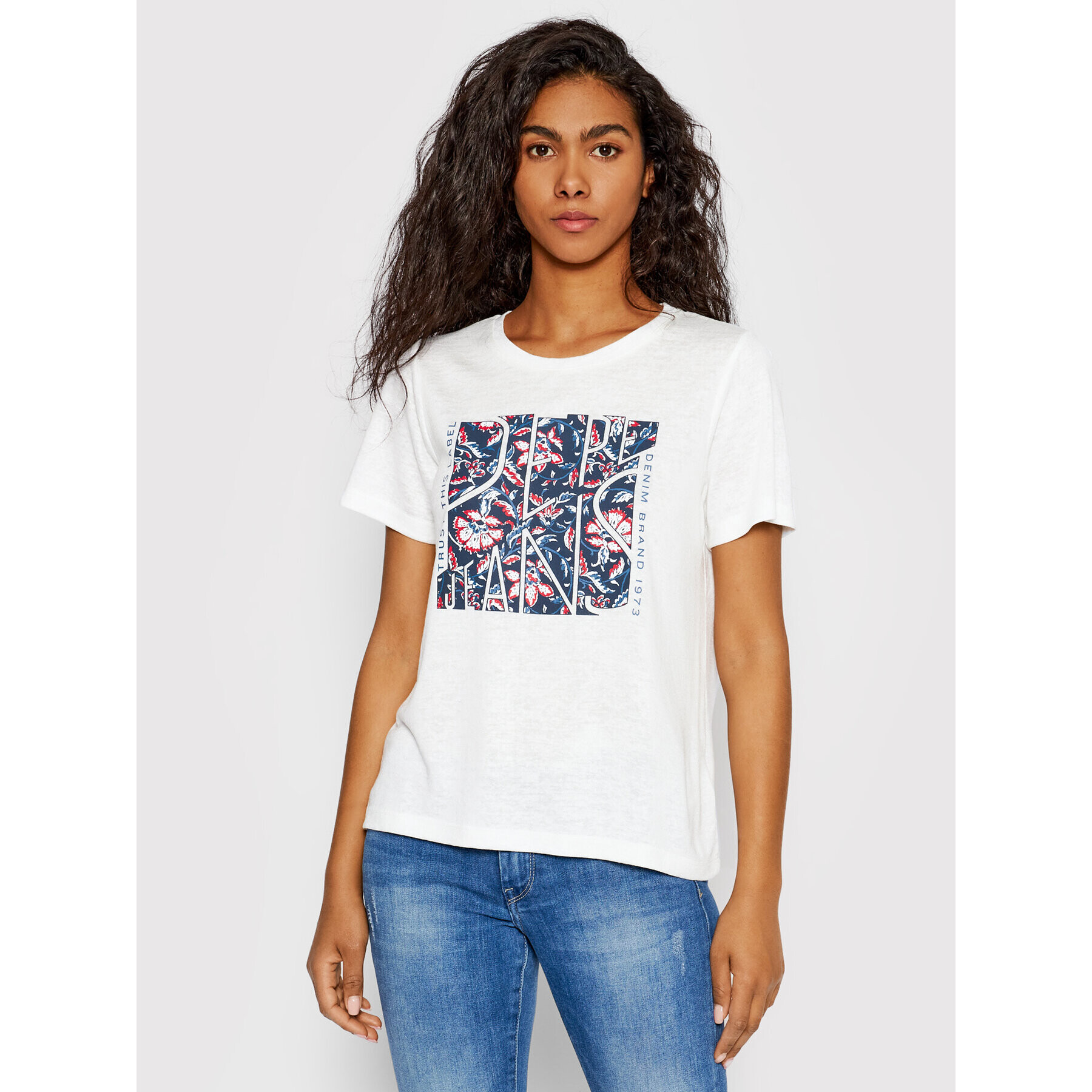 Pepe Jeans Тишърт Brooklyn PL504824 Бял Regular Fit - Pepit.bg