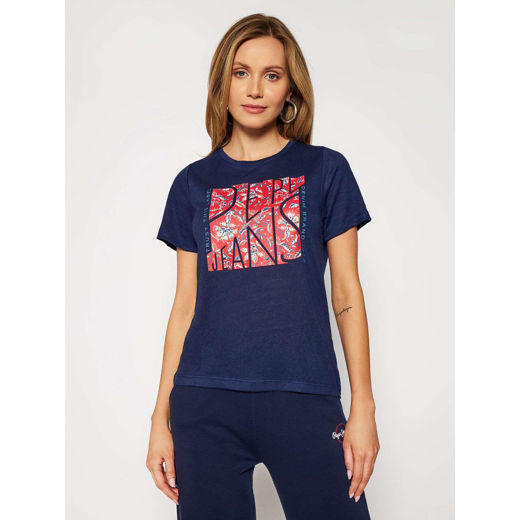 Pepe Jeans Тишърт Brooklyn PL504824 Тъмносин Regular Fit - Pepit.bg