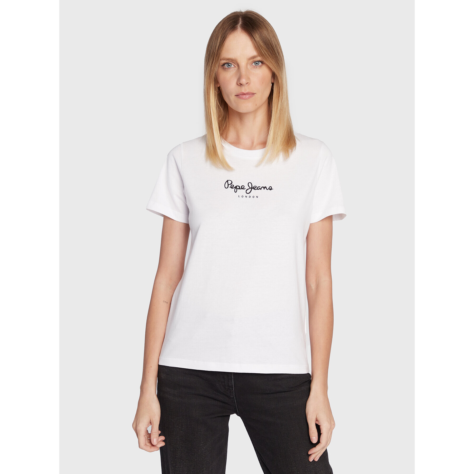 Pepe Jeans Тишърт Camila PL505292 Бял Regular Fit - Pepit.bg