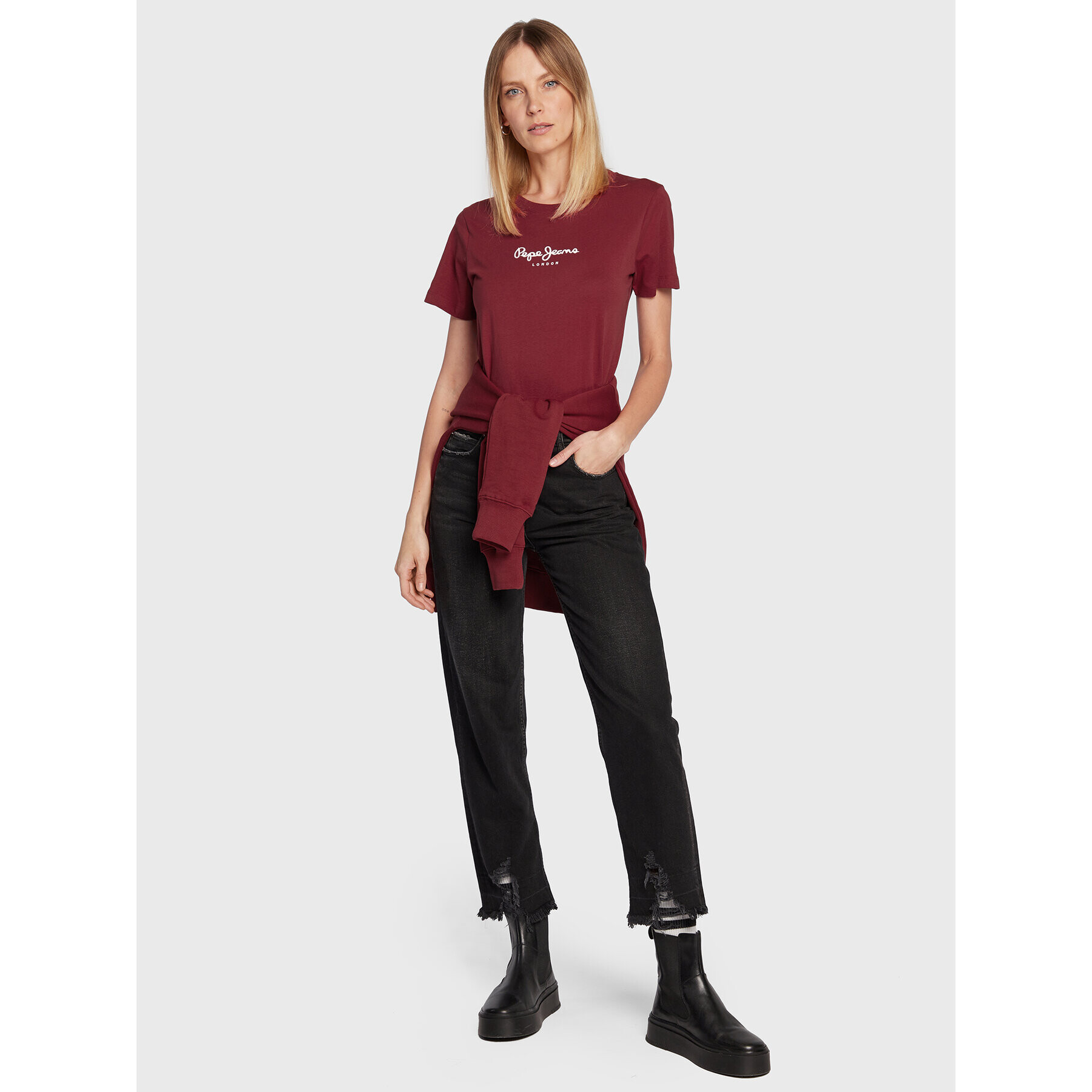 Pepe Jeans Тишърт Camila PL505292 Червен Regular Fit - Pepit.bg