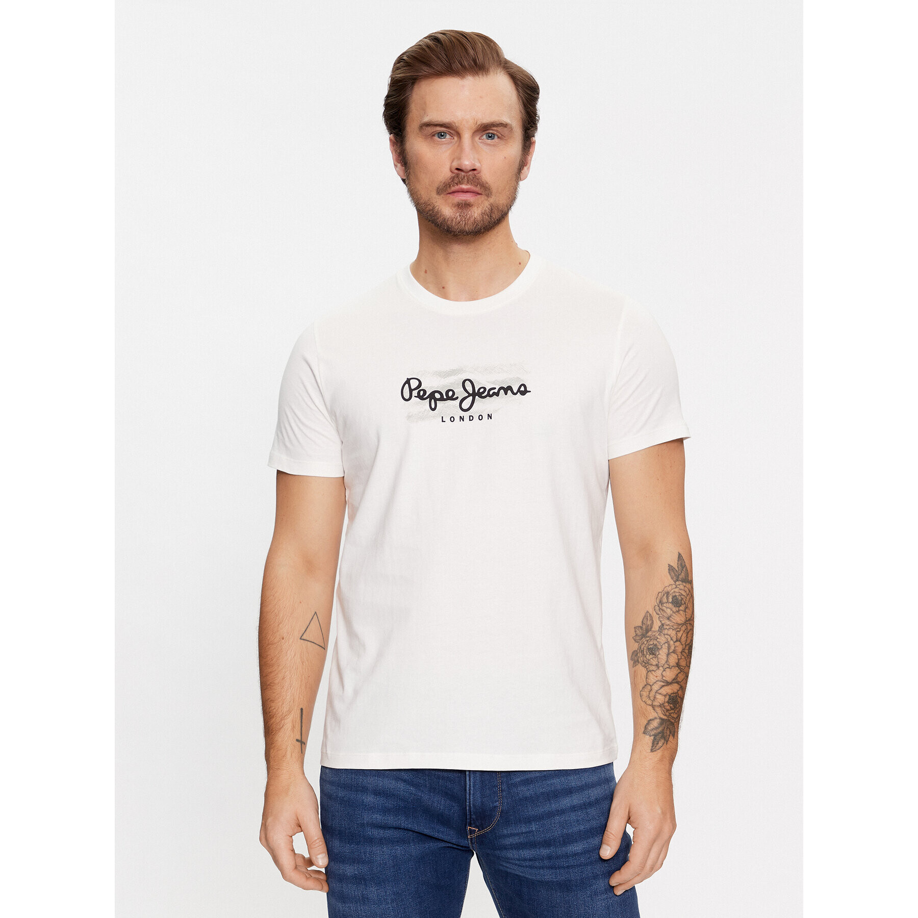 Pepe Jeans Тишърт Castle PM509204 Бял Regular Fit - Pepit.bg