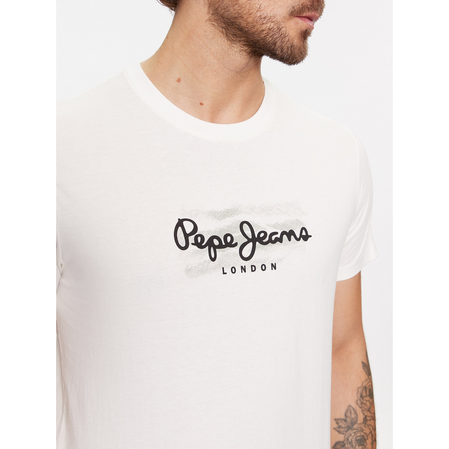 Pepe Jeans Тишърт Castle PM509204 Бял Regular Fit - Pepit.bg