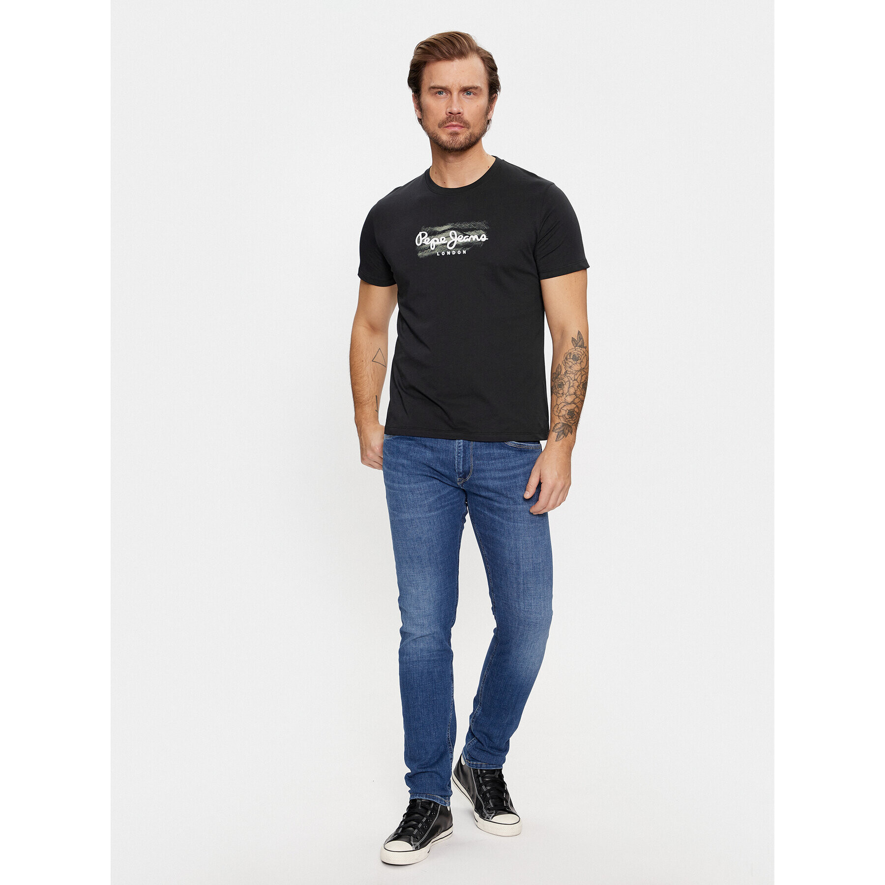 Pepe Jeans Тишърт Castle PM509204 Черен Regular Fit - Pepit.bg