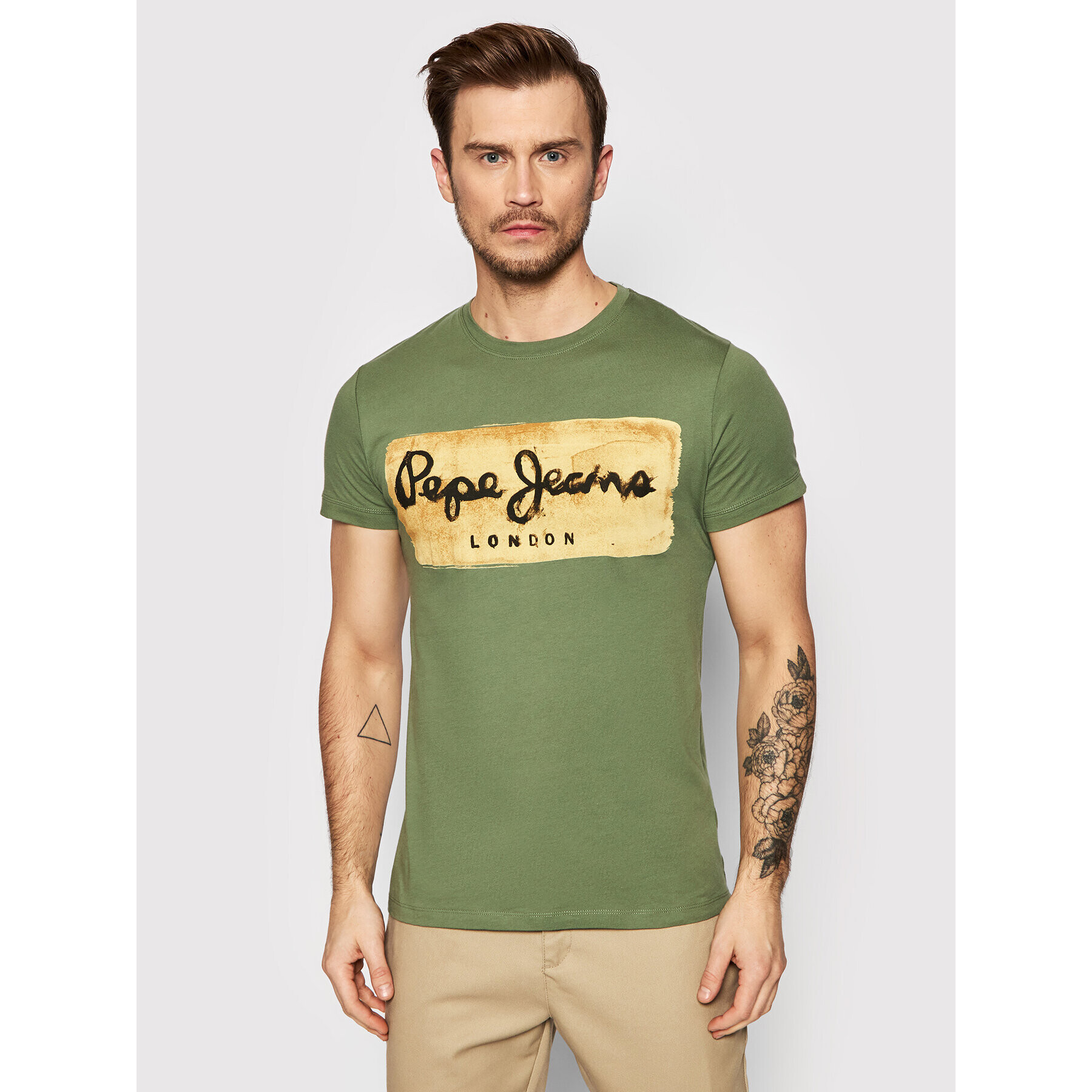 Pepe Jeans Тишърт Charing PM508104 Зелен Slim Fit - Pepit.bg