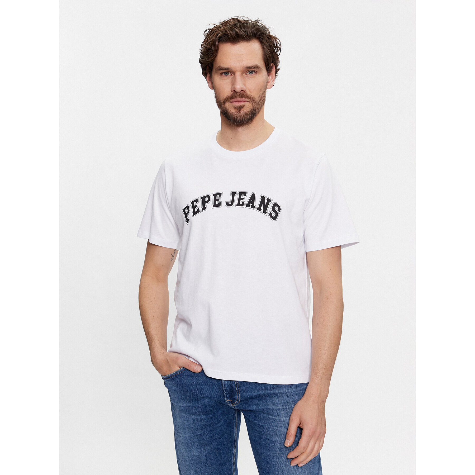 Pepe Jeans Тишърт Clement PM509220 Бял Regular Fit - Pepit.bg