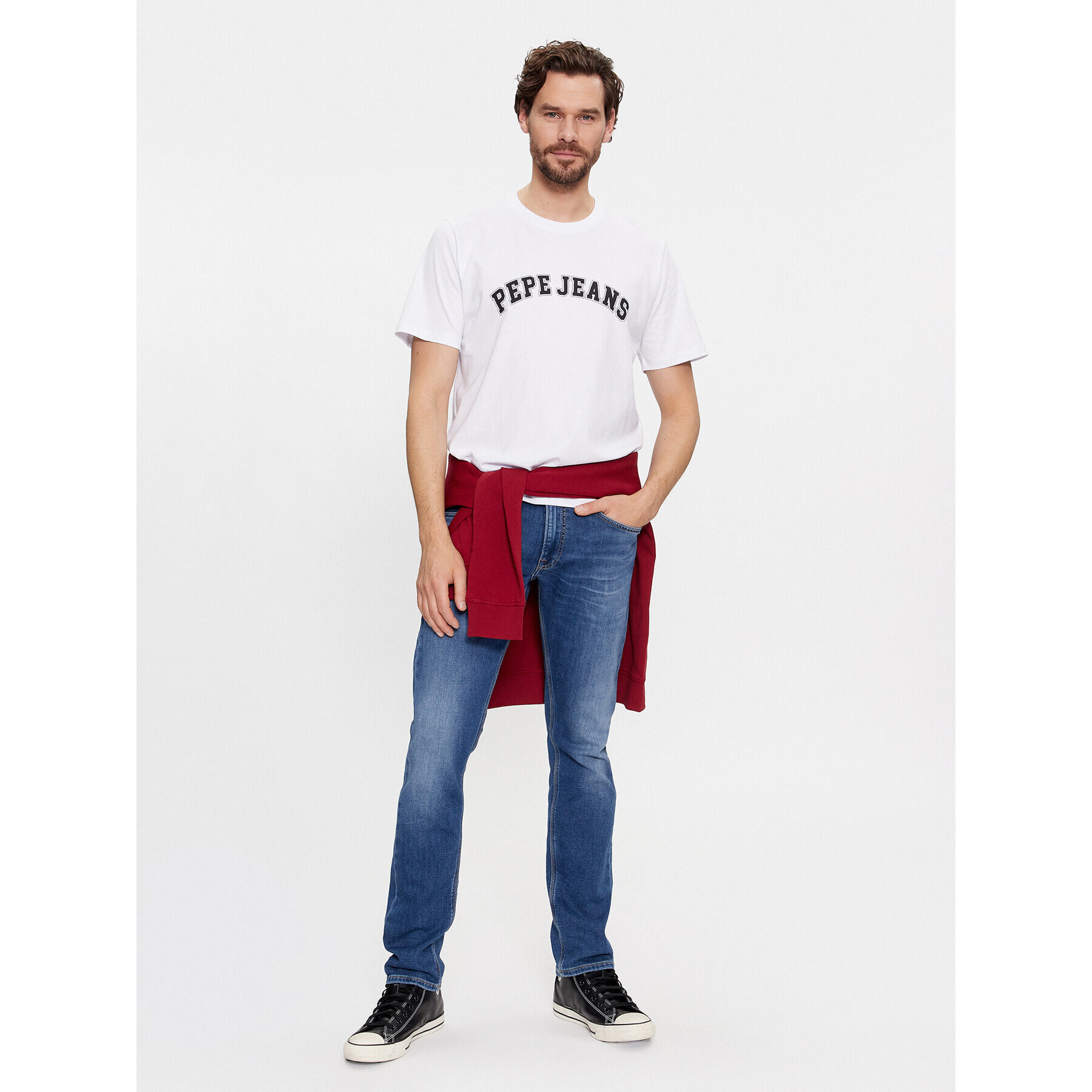 Pepe Jeans Тишърт Clement PM509220 Бял Regular Fit - Pepit.bg